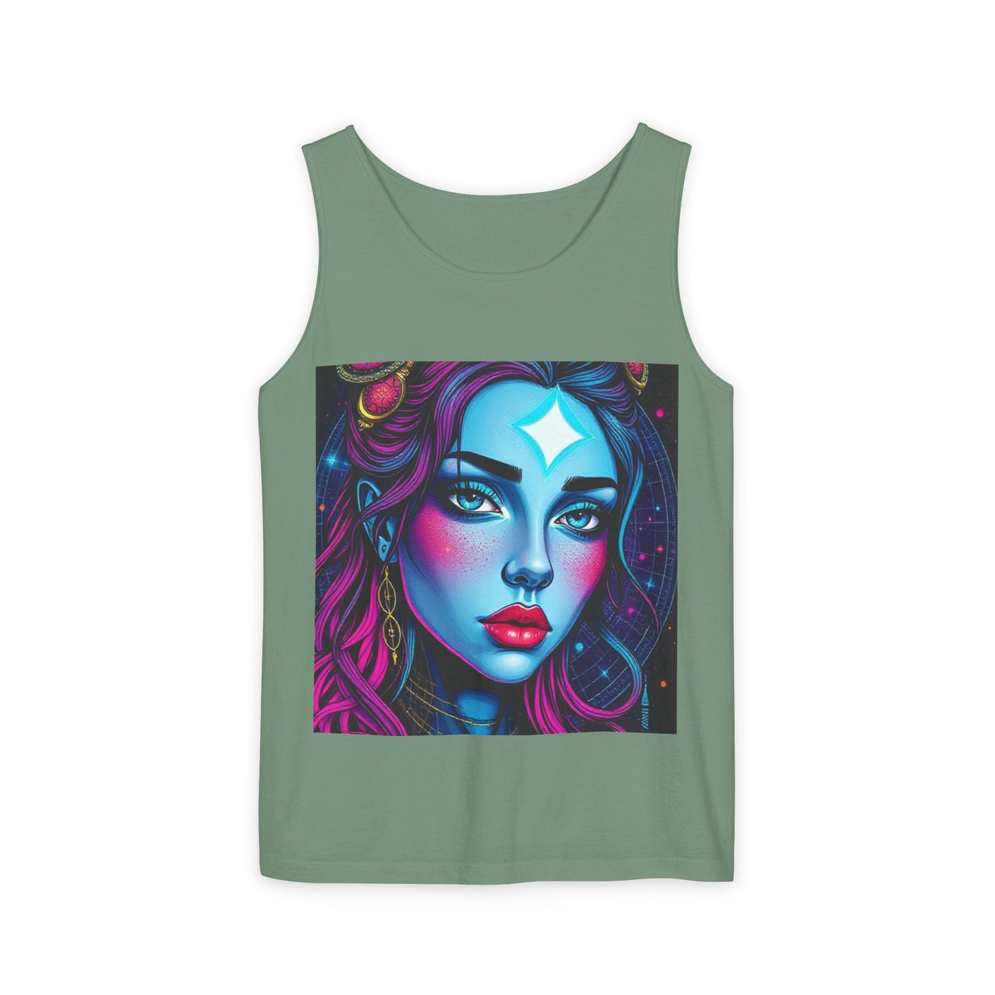 Unisex Garment-Dyed, Tank Top, Gemini, Pop Art, 100% US cotton