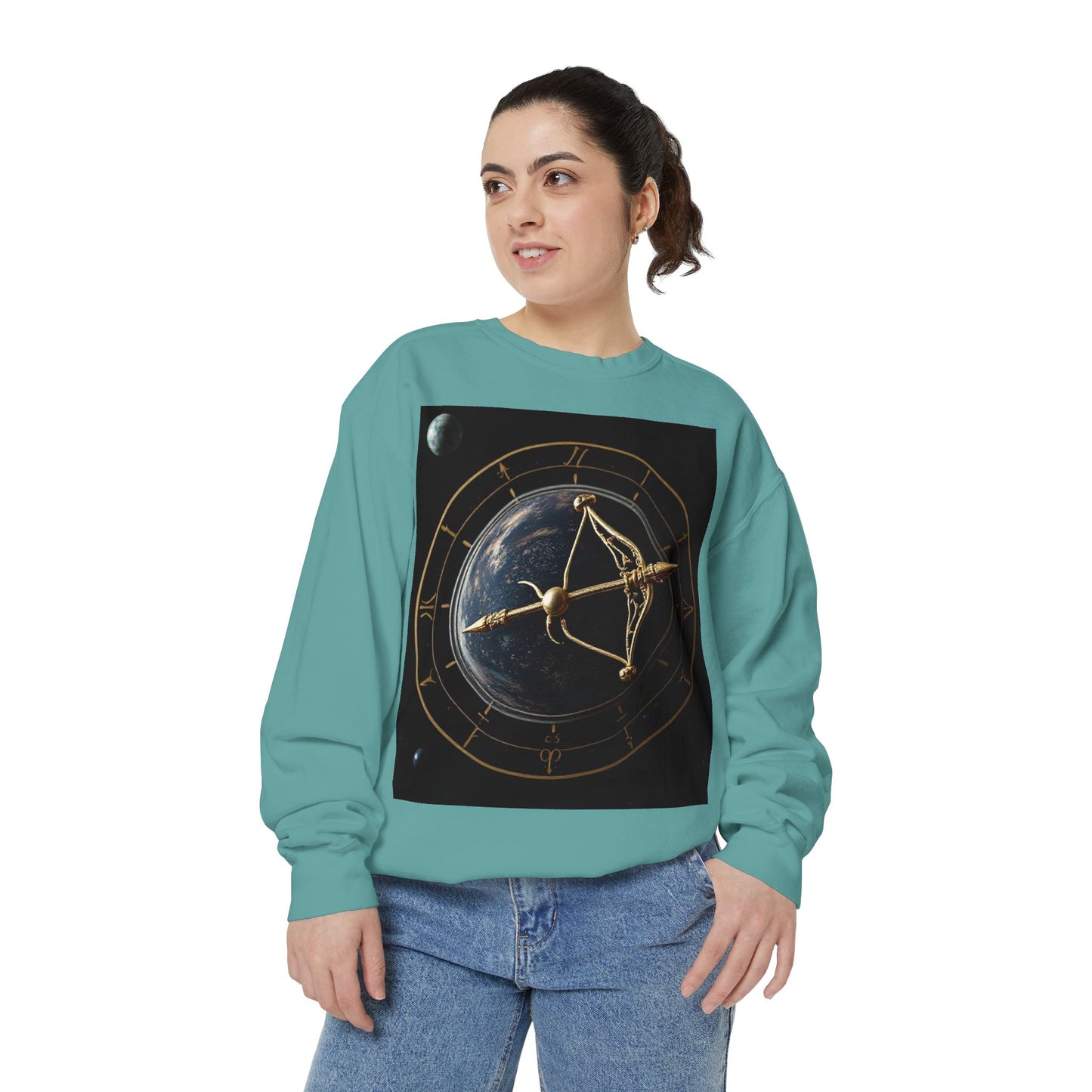 Garment-Dyed Sweatshirt, Unisex, Space Symbol Design v1, Sagittarius