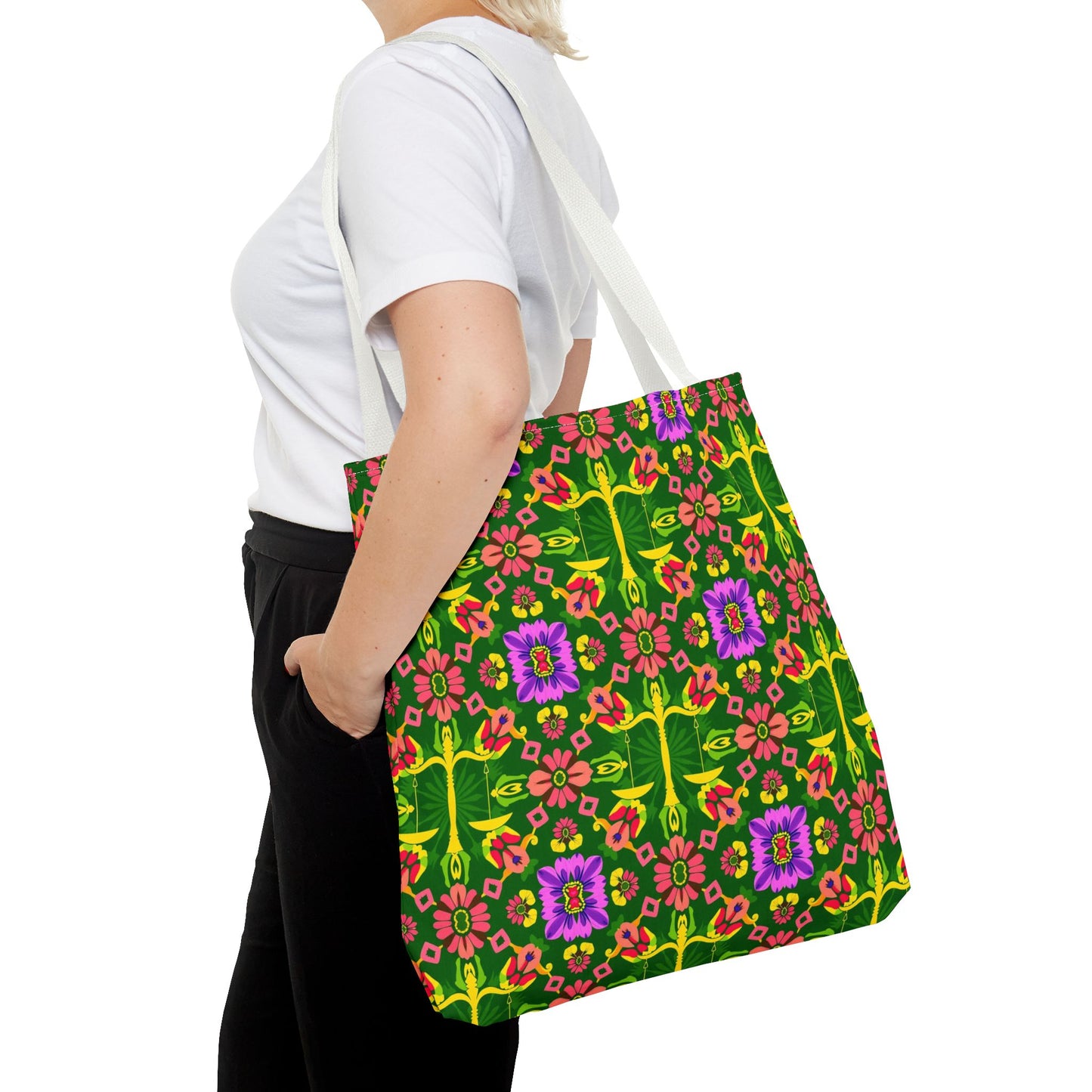 Tote Bag (AOP), Libra, Zodiac, Flower Pattern