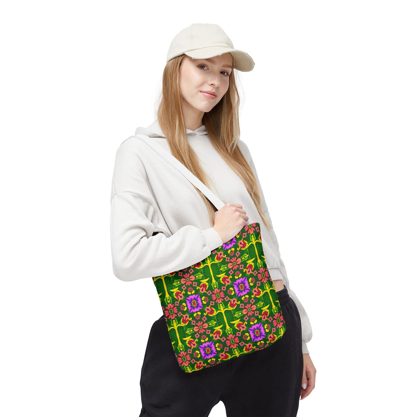 Tote Bag (AOP), Libra, Zodiac, Flower Pattern