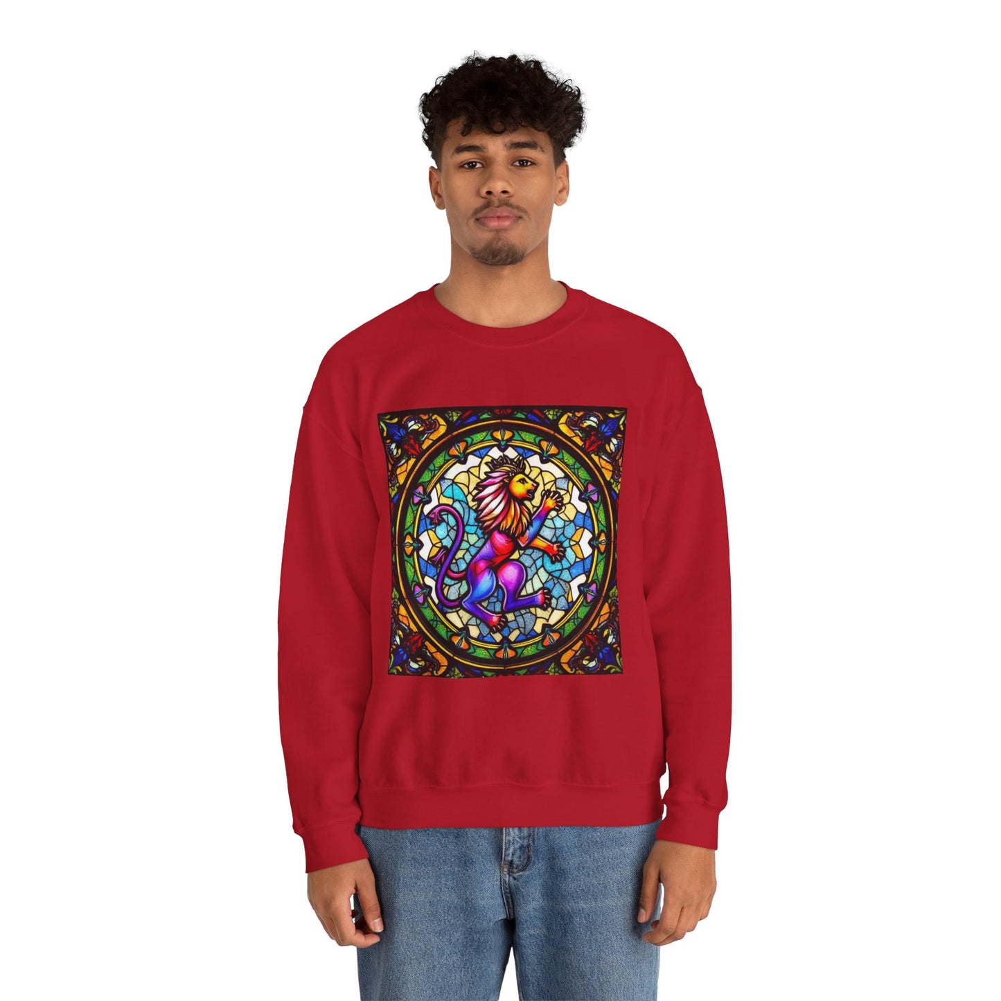 Unisex Heavy Blend™ Crewneck Sweatshirt, Glass, Leo Zodiac Design