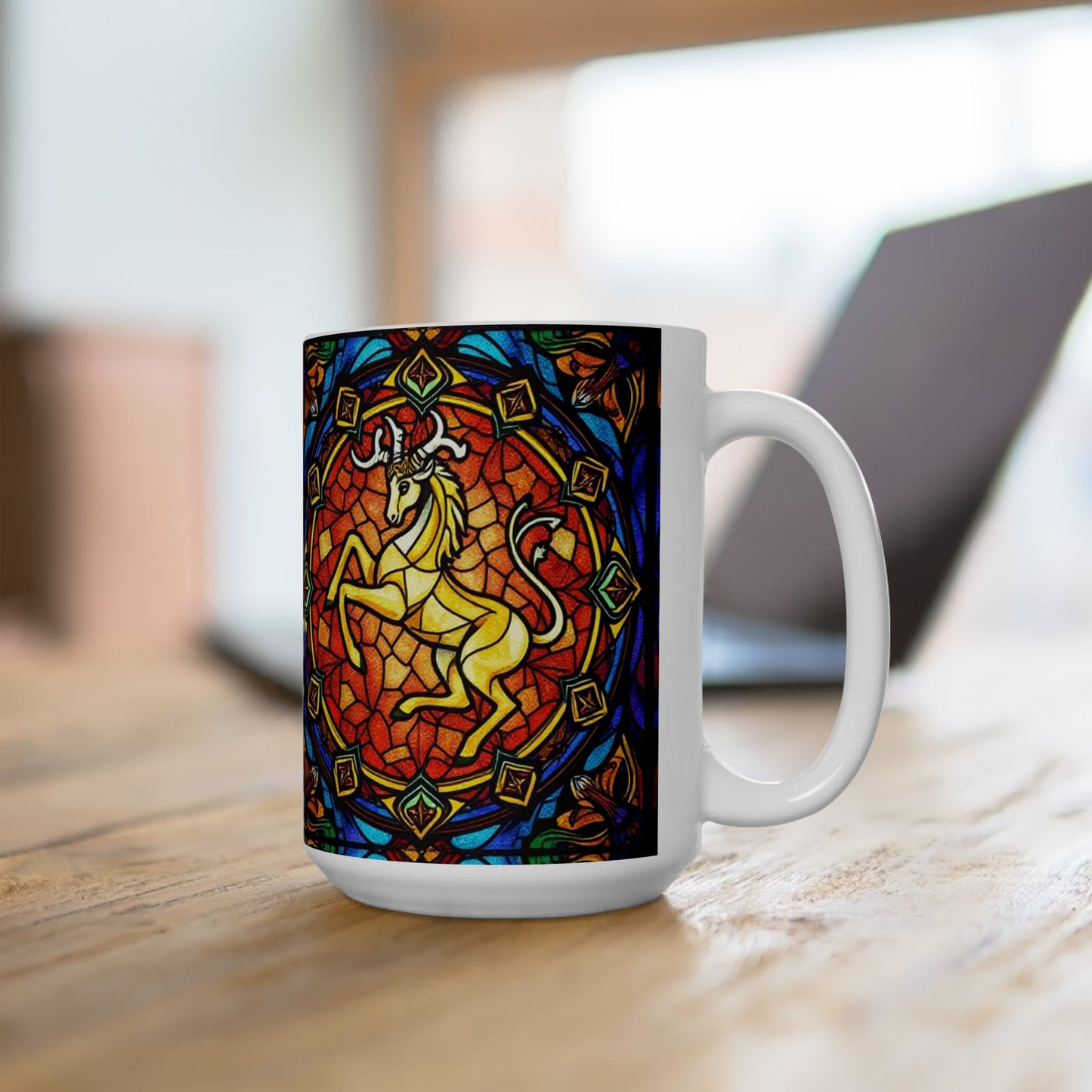 Ceramic Mug, (11oz, 15oz), Ceramic Coffee Mug, AOP, Glass Design, Capricorn Zodiac