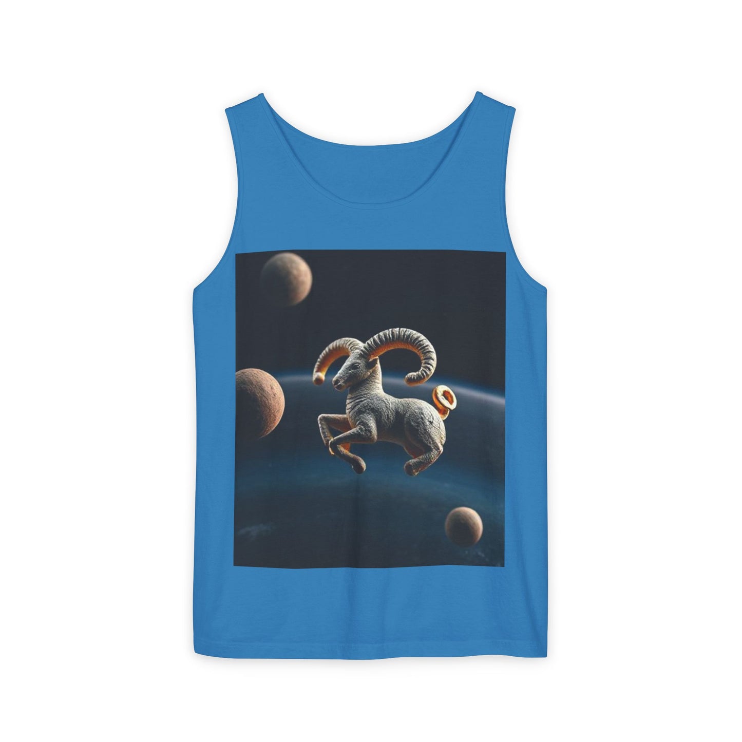 Unisex Garment-Dyed, Tank Top, Aries Design, Planet Animal v1, 100% US cotton