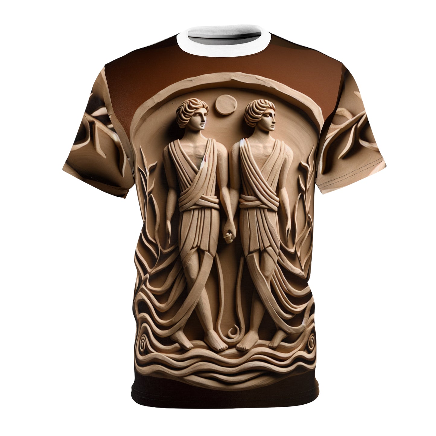 Unisex Cut & Sew T-Shirt (AOP), Stone Twins, Gemini Zodiac Design, Regular fit, 100% Polyester