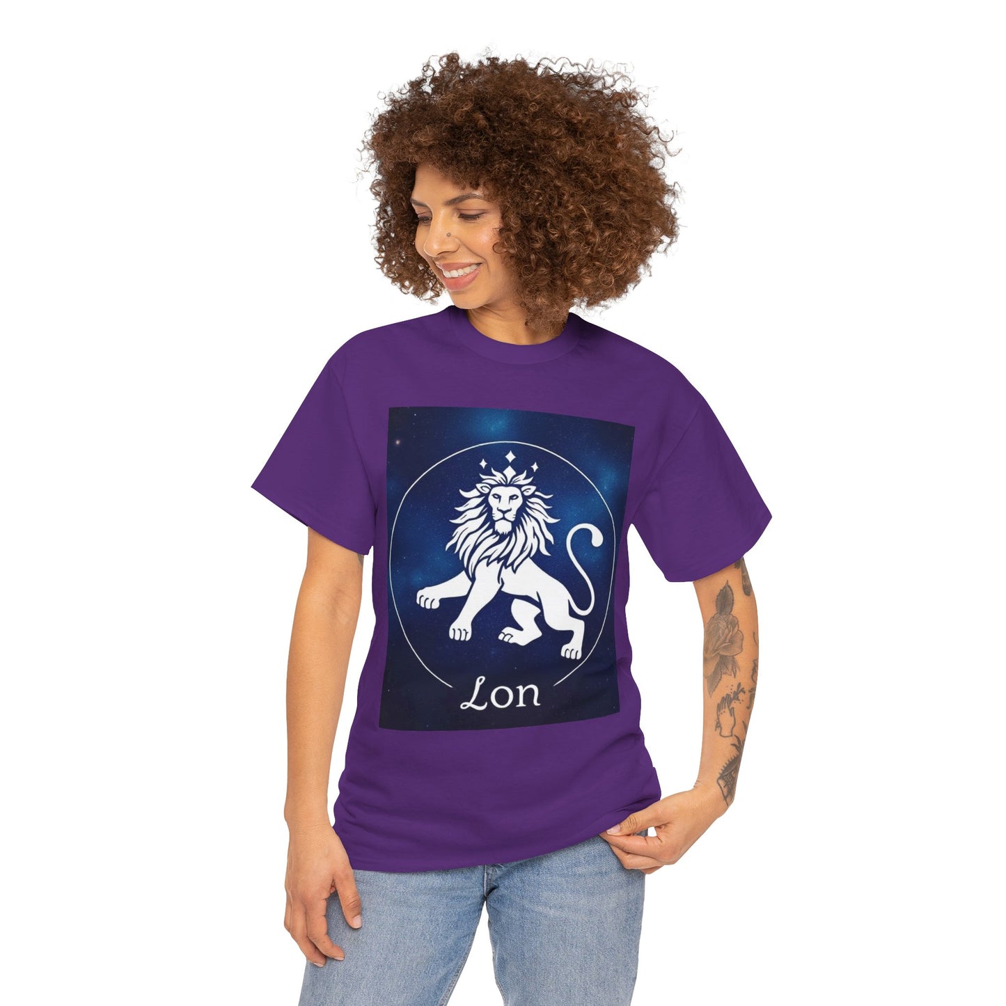 Unisex Heavy Cotton T-Shirt, Space Lion v1, Leo Zodiac Design