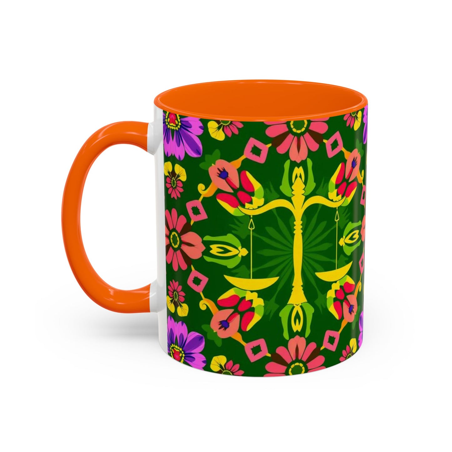 Accent Coffee Mug, Libra, Zodiac, Flower Pattern, (11, 15oz)