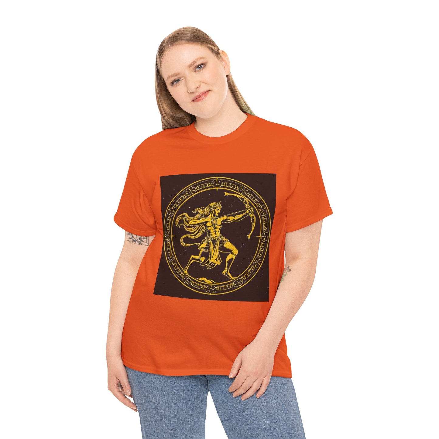 Unisex Heavy Cotton T-Shirt, Mythical Faun/Satyr, Sagittarius Zodiac Design