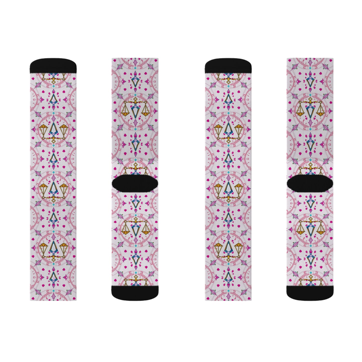 Sublimation Socks, Libra, Zodiac, Jewel Pattern