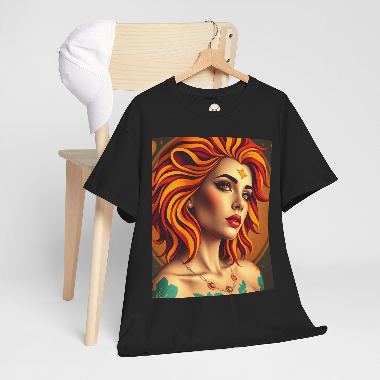 Unisex Heavy Cotton T-Shirt, Leo, Zodiac v3, Sexy Art