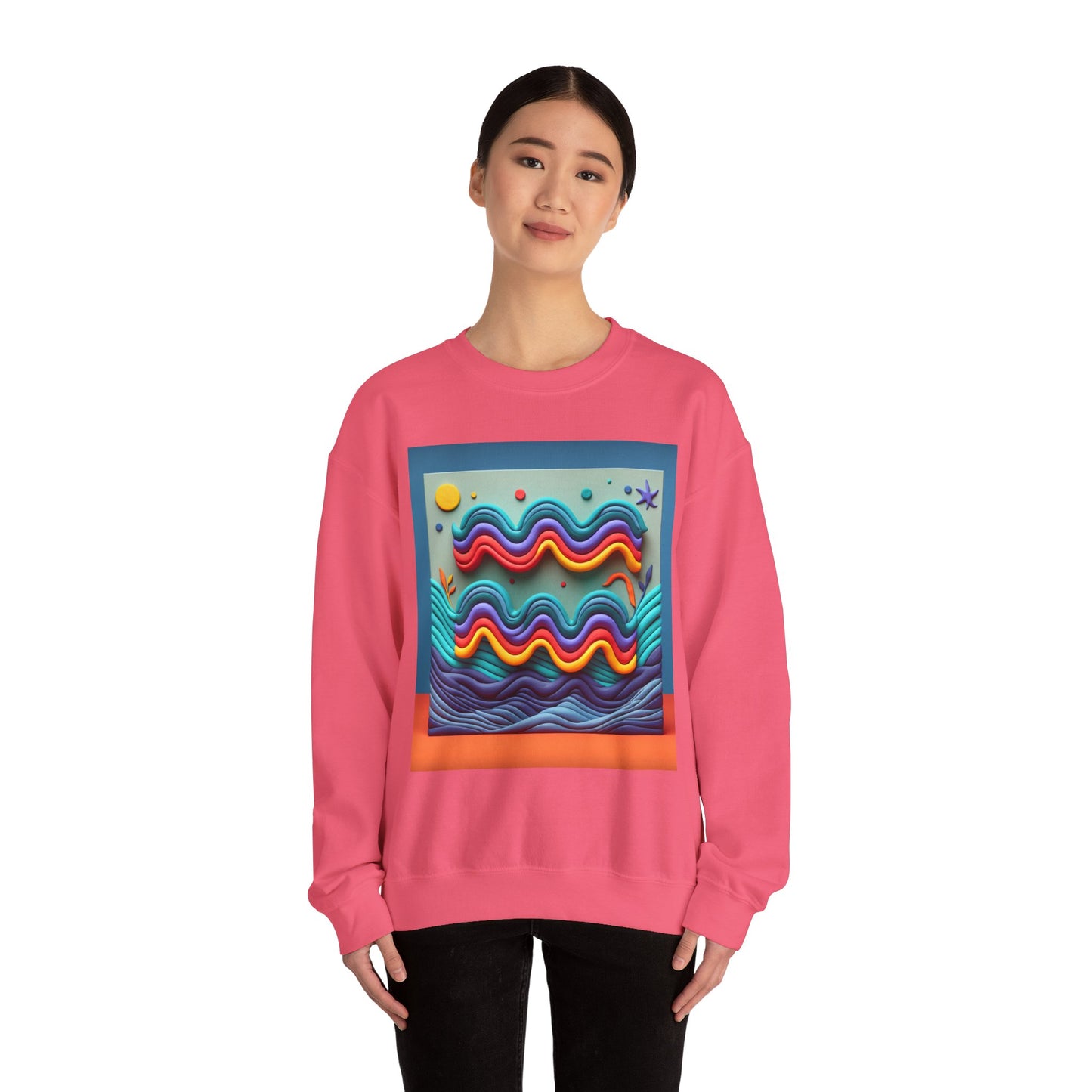 Unisex Heavy Blend™ Crewneck Sweatshirt, Water Painting, Aquarius Zodiac Design