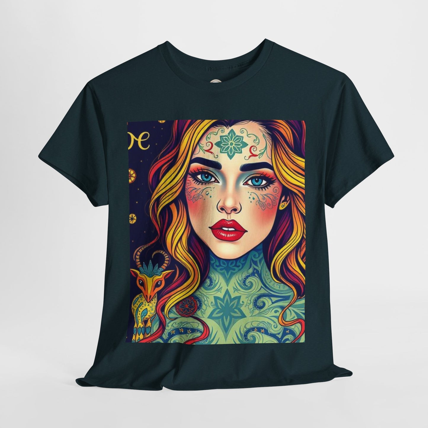 Unisex Heavy Cotton T-Shirt, Aquarius, Zodiac v2, Sexy Art