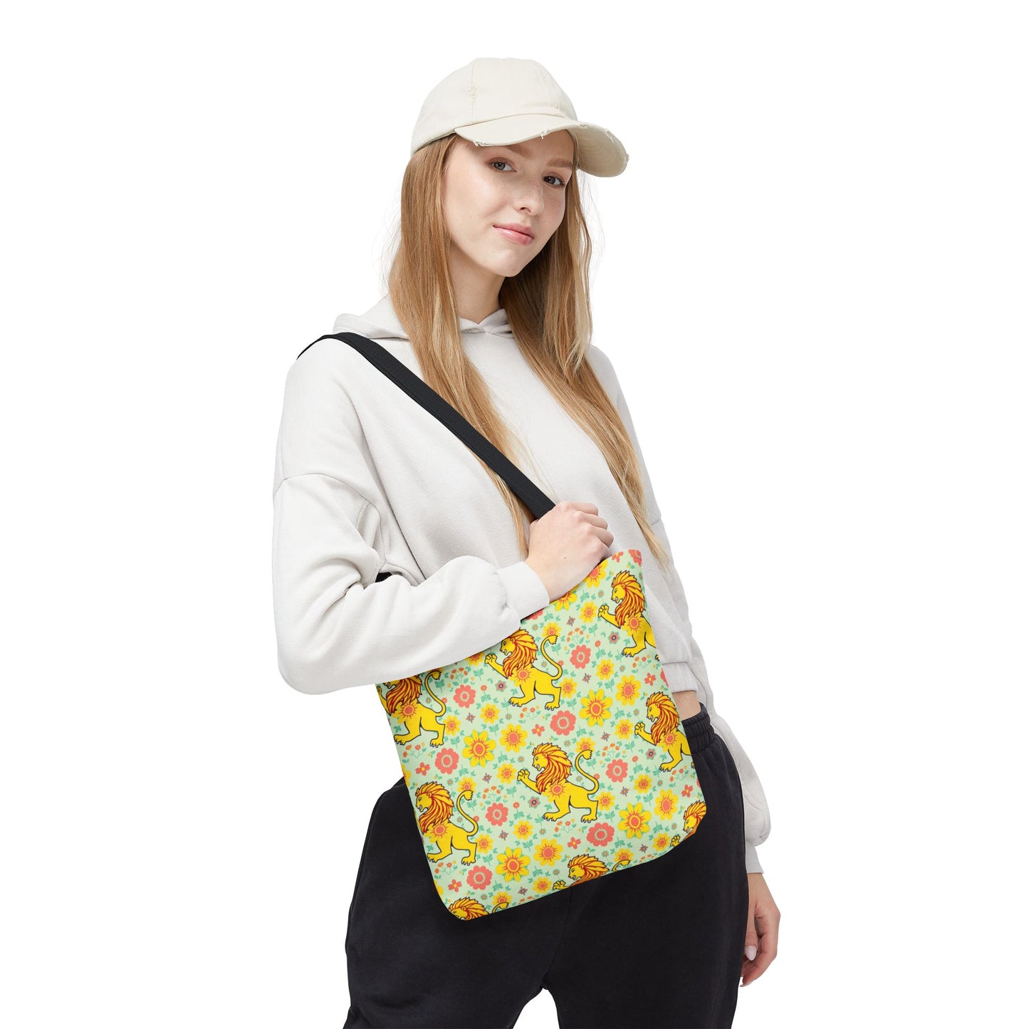 Tote Bag, (AOP), Leo, Zodiac v2, Flower Pattern
