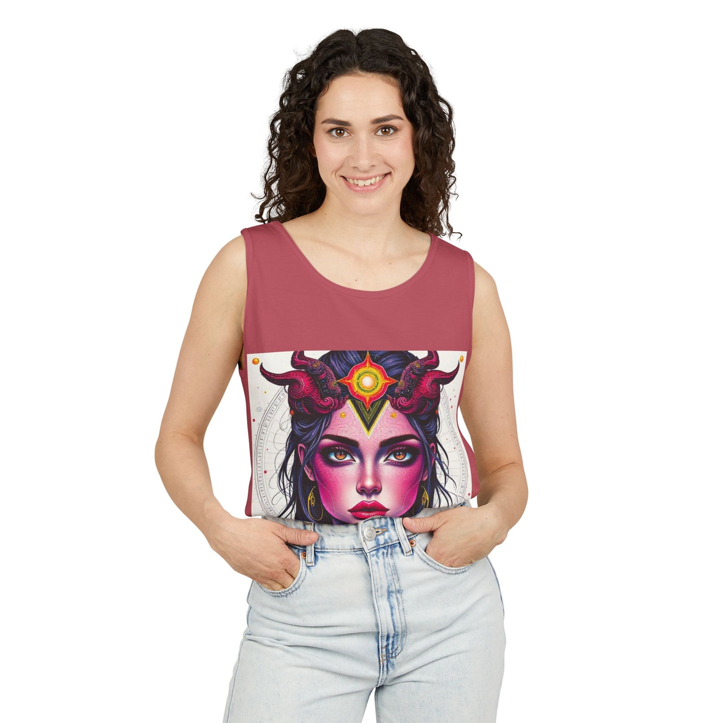 Unisex Garment-Dyed, Tank Top, Virgo Design, Pop Art, 100% US cotton