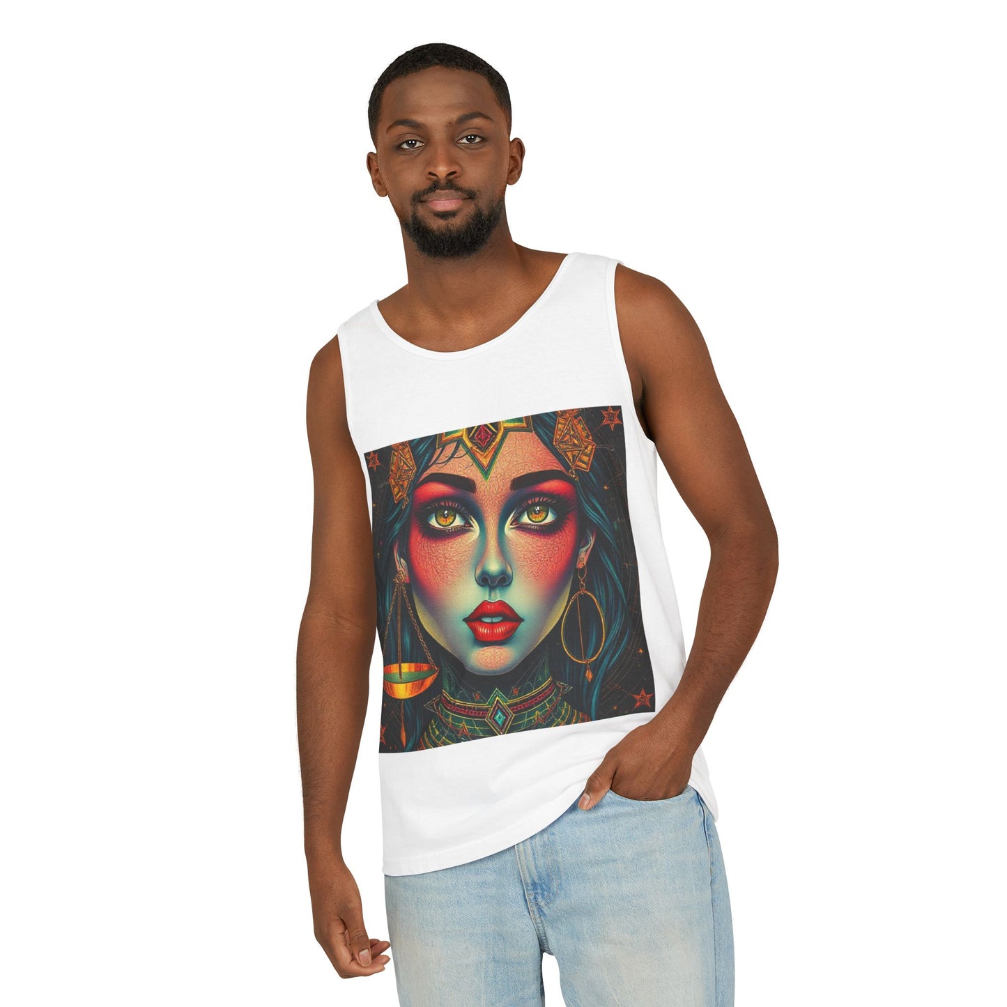 Unisex Garment-Dyed, Tank Top, Libra Design, Pop Art, 100% US cotton