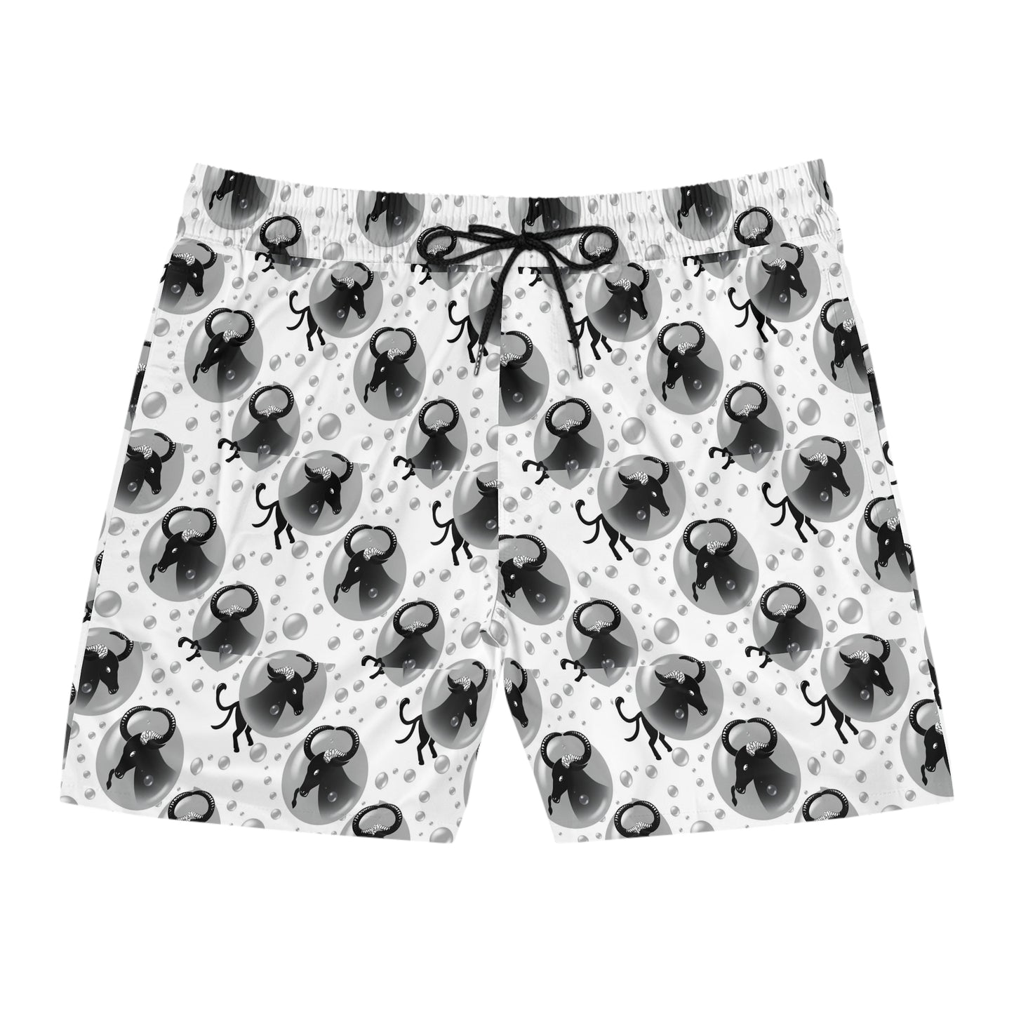 Men's Mid-Length Swim Shorts, (AOP), Taurus, Zodiac v2, Bubble Pattern