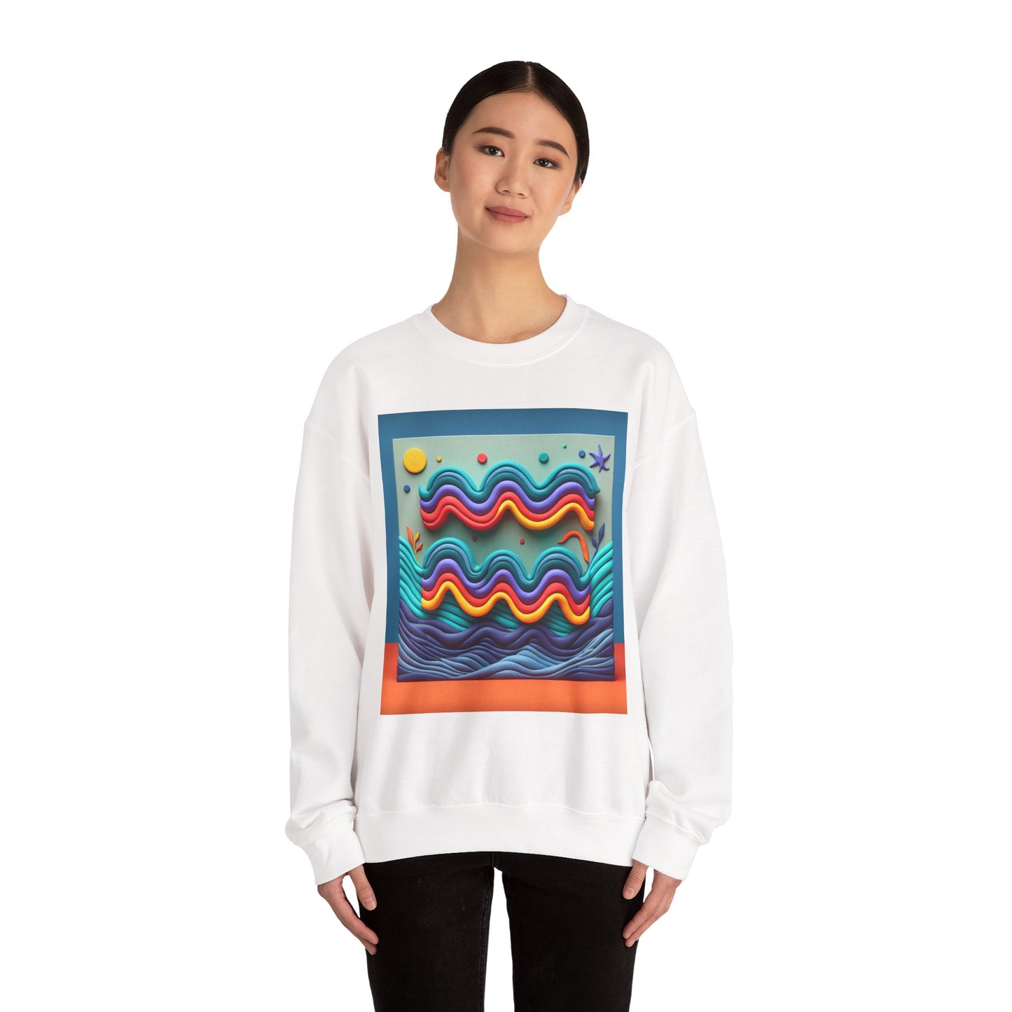 Unisex Heavy Blend™ Crewneck Sweatshirt, Water Painting, Aquarius Zodiac Design