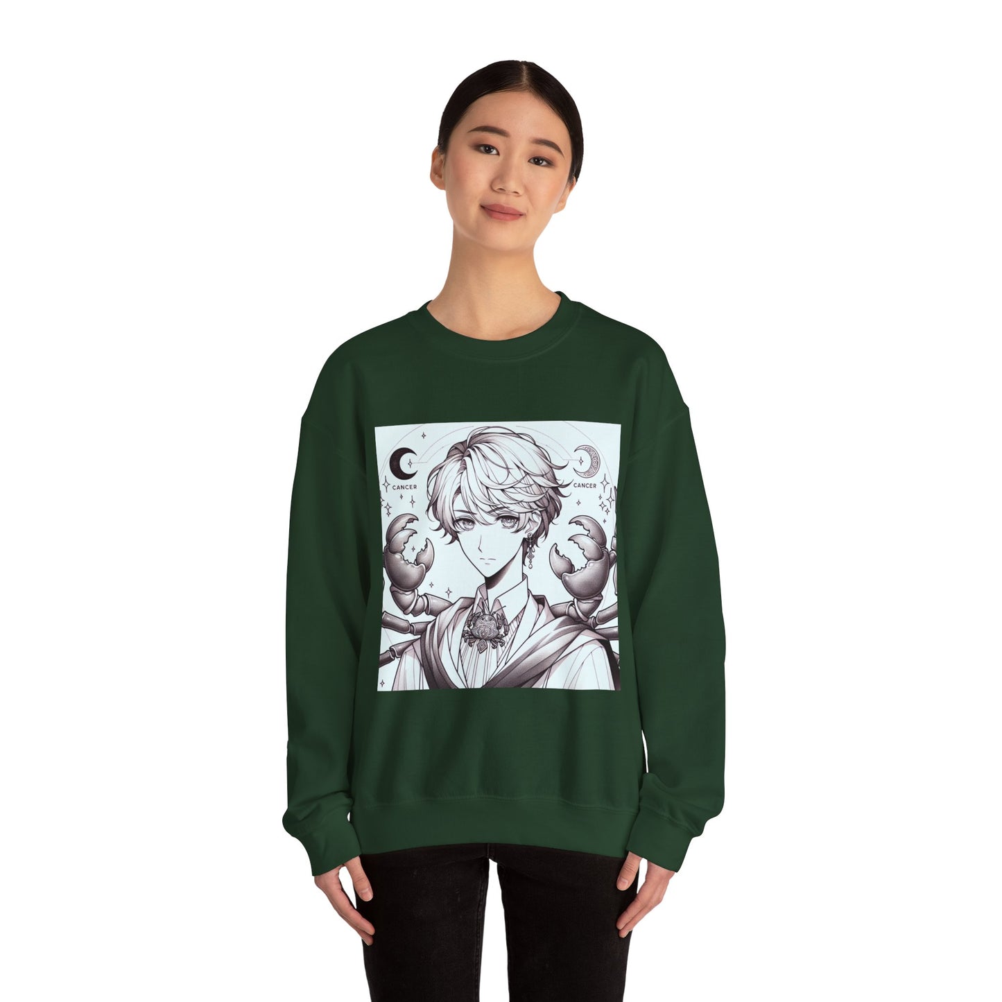 Unisex Heavy Blend™ Crewneck Sweatshirt,Two Moon, Cancer Zodiac Design