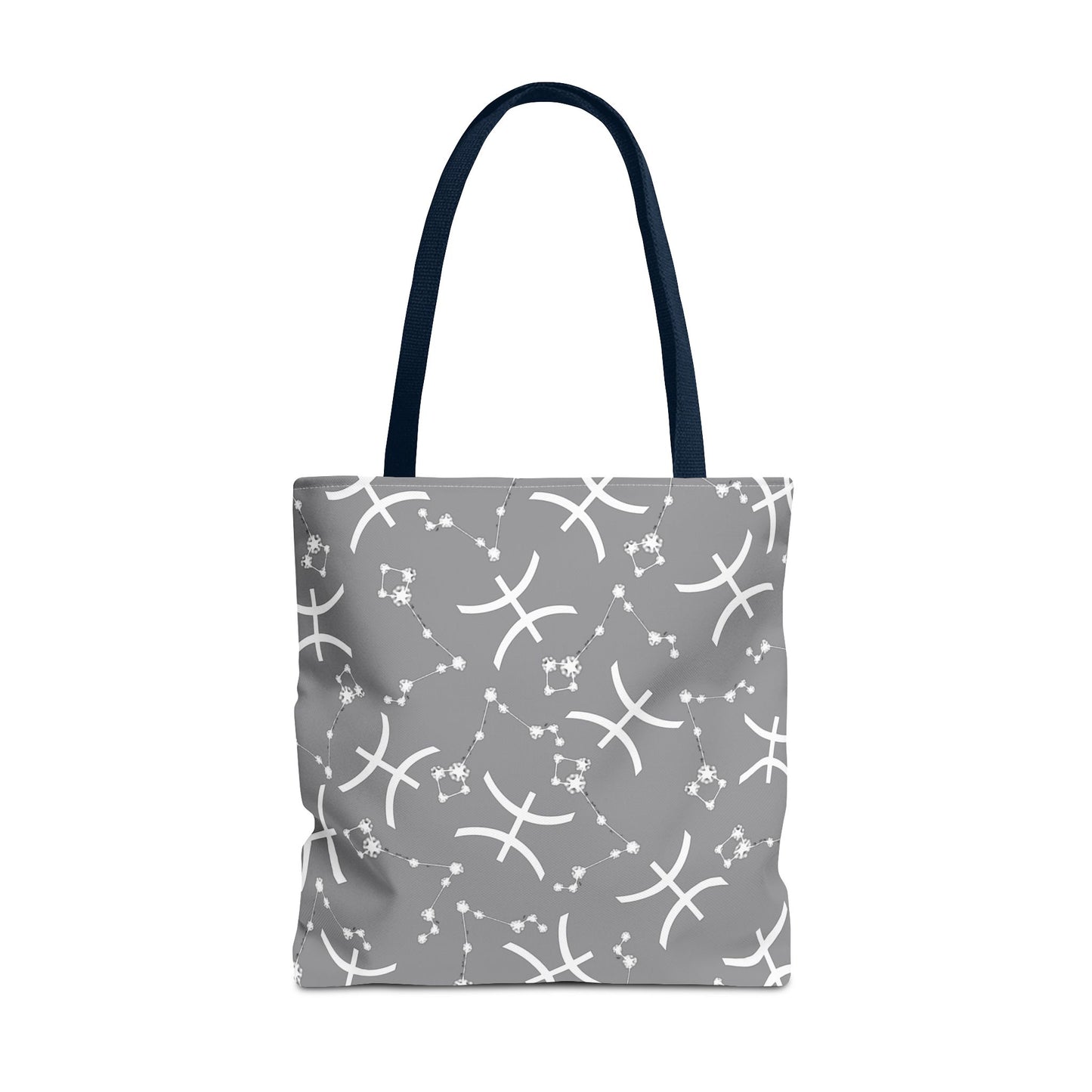 Tote Bag, Pisces Zodiac Sign, AOP, (Grey, White)