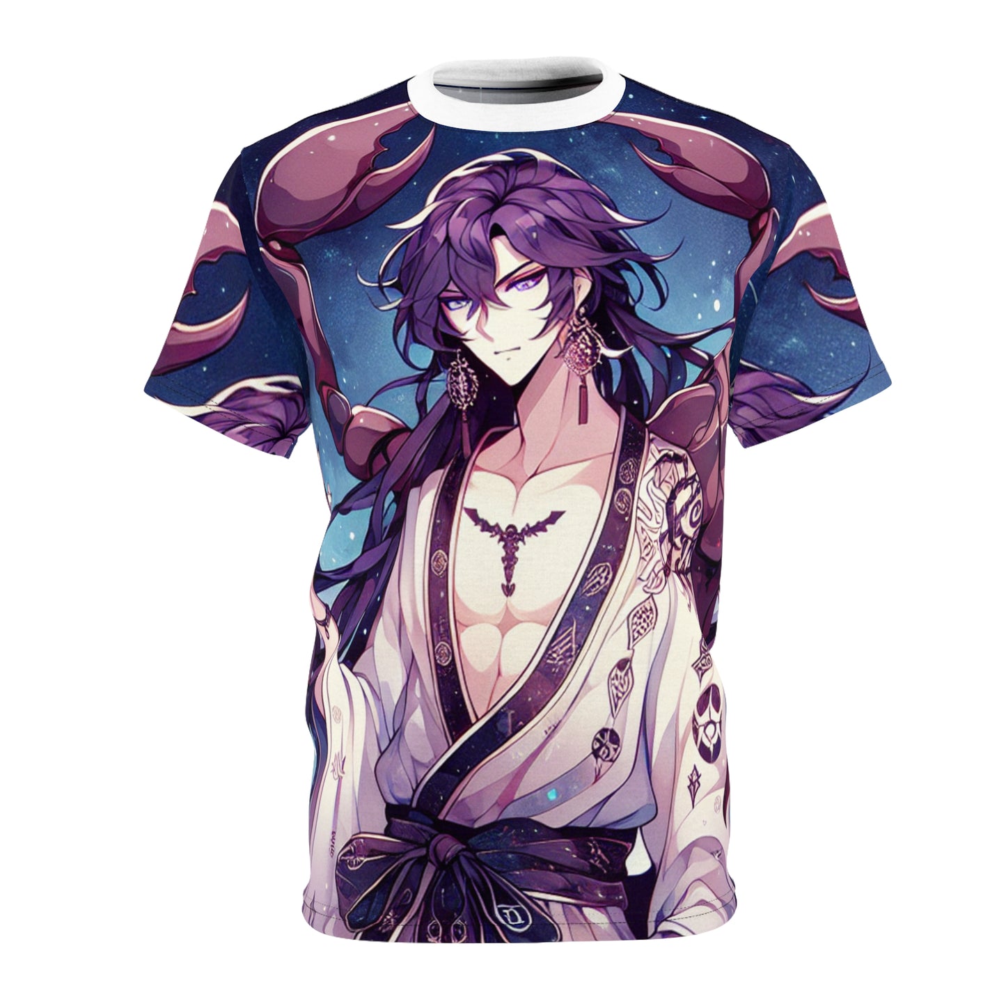 Unisex Cut & Sew T-Shirt (AOP), Anime Character, Scorpio Zodiac Design, Regular fit, 100% Polyester