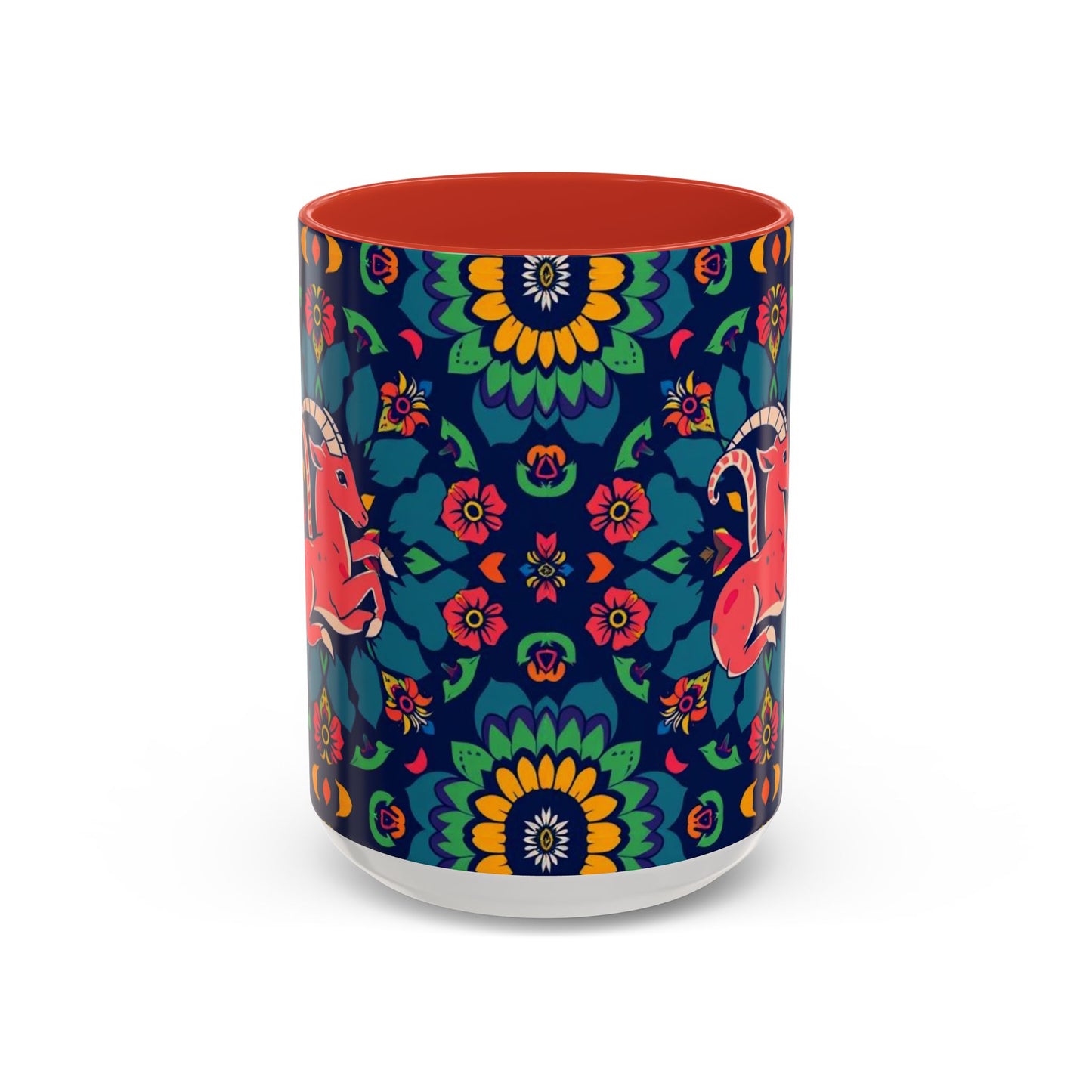 Accent Coffee Mug, Capricorn, Zodiac, Flower Pattern, (11, 15oz)