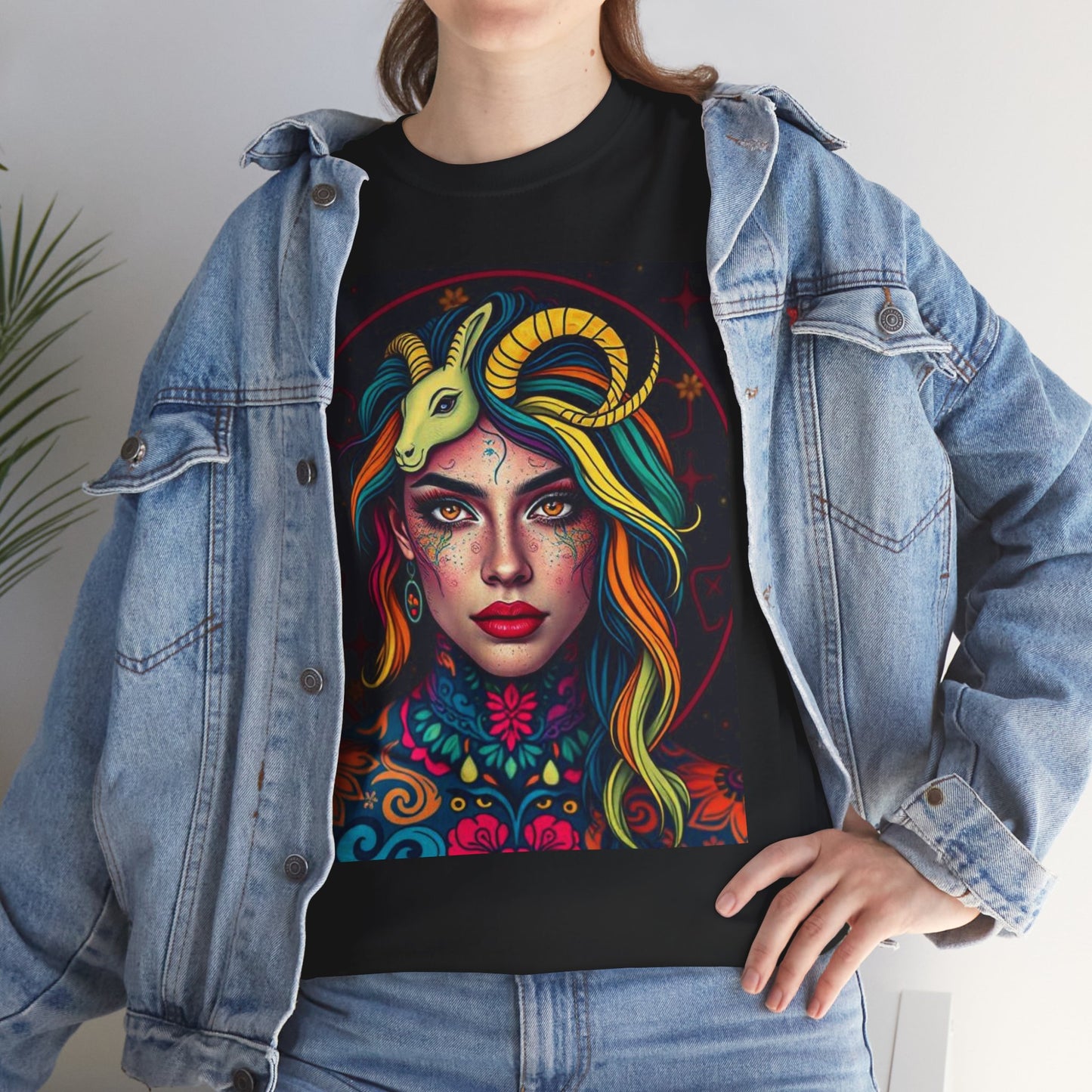 Unisex Heavy Cotton T-Shirt, Capricorn, Zodiac v2, Sexy Art
