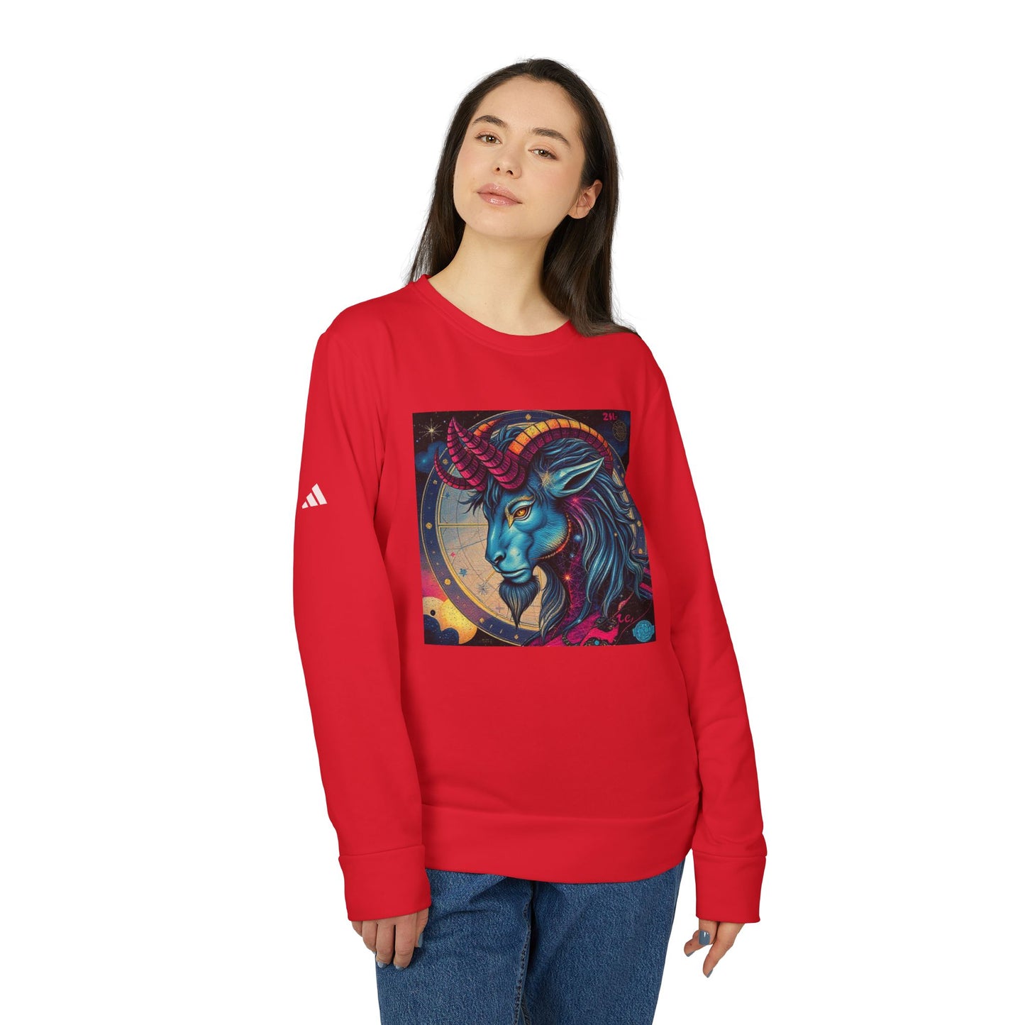 Adidas, Unisex Fleece Crewneck Sweatshirt, Capricorn, Pop Art v1, Zodiac