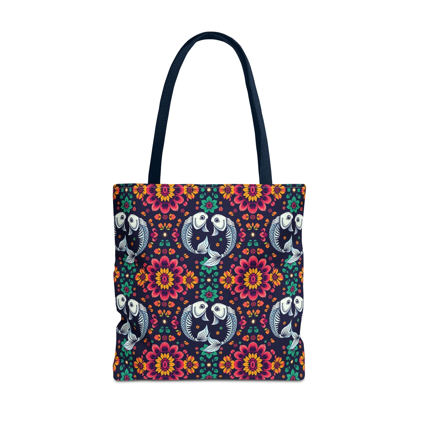 Tote Bag (AOP), Pisces, Zodiac v1, Flower Pattern