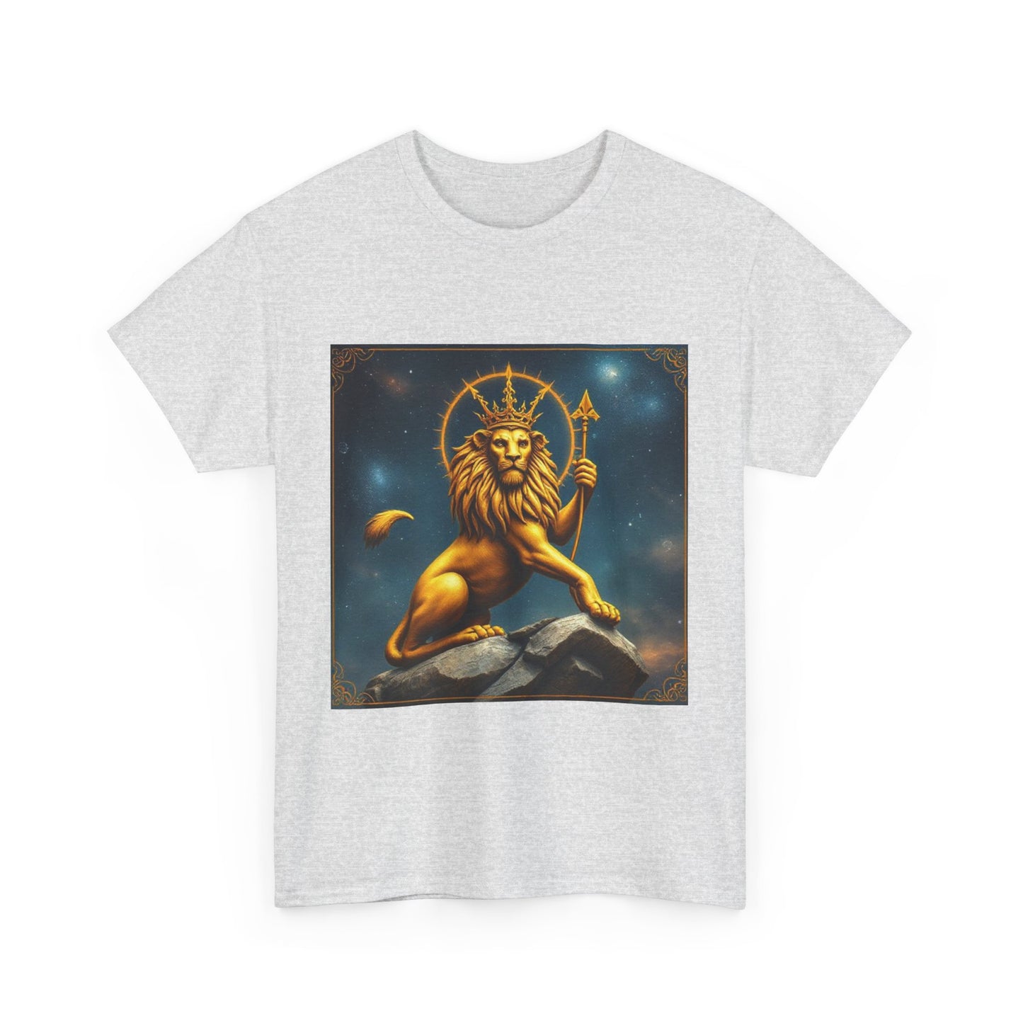 Unisex Heavy Cotton T-Shirt, King of Lions, Leo Zodiac Design