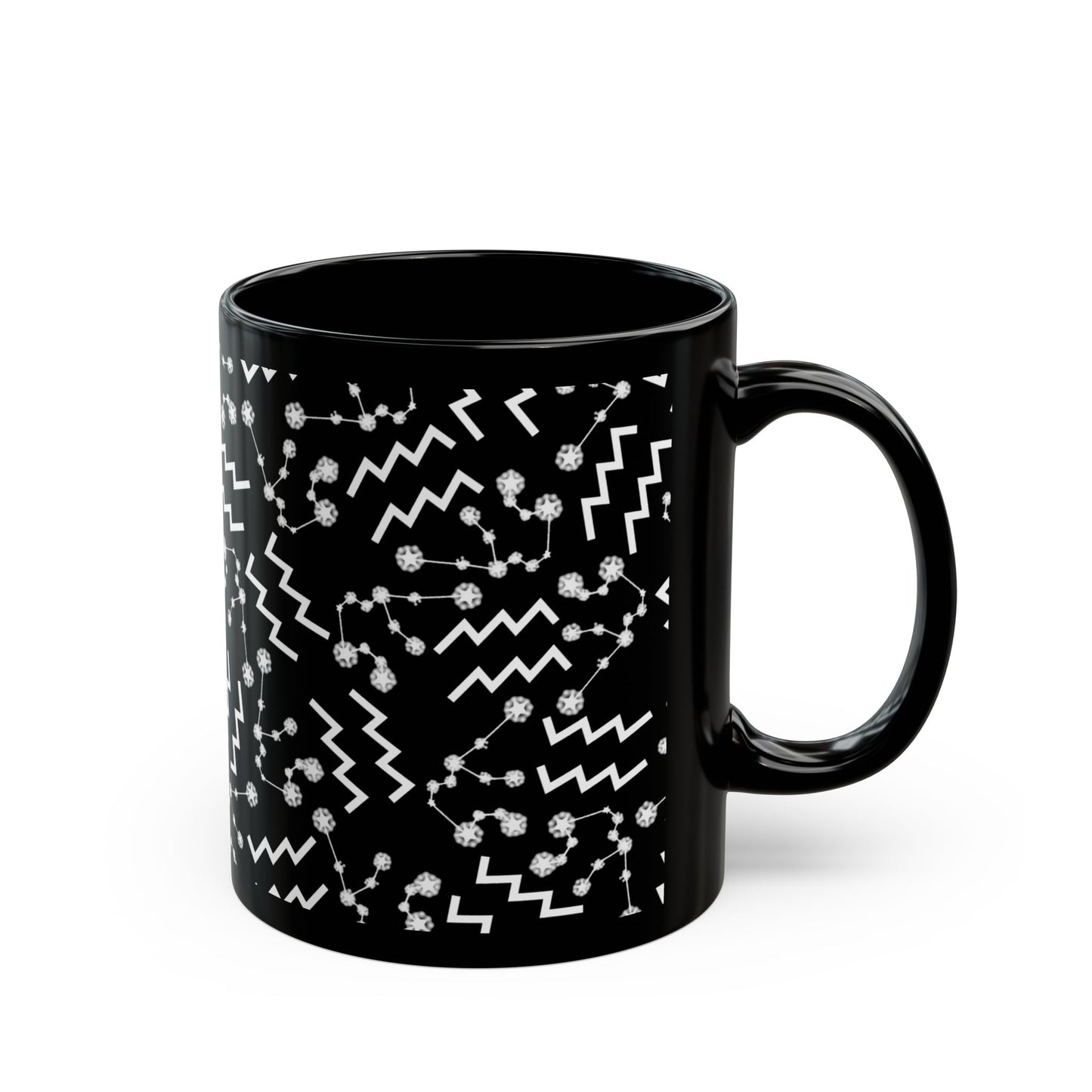 Zodiac 11oz Black Mug Aquarius Zodiac Sign