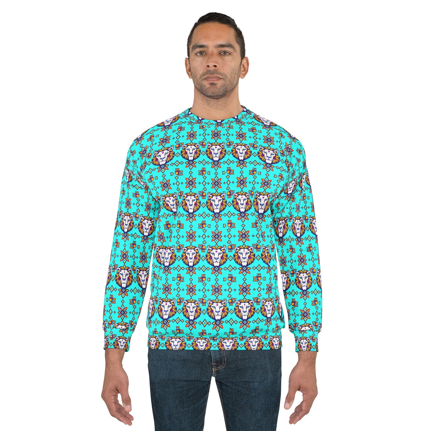 Unisex Sweatshirt (AOP), Leo, Zodiac, Jewel Pattern