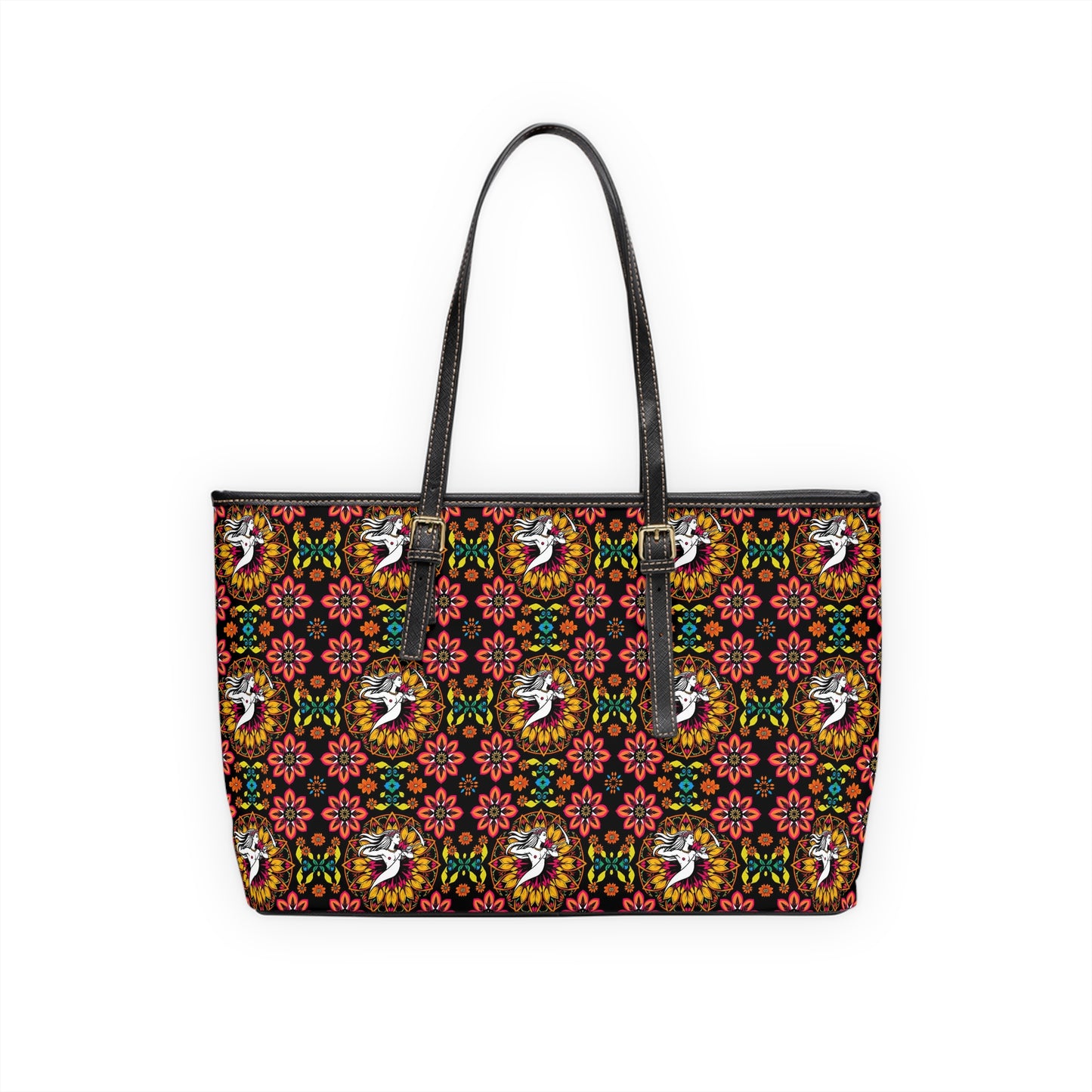 Leather Shoulder Bag, Sagittarius, Zodiac, Flower Pattern