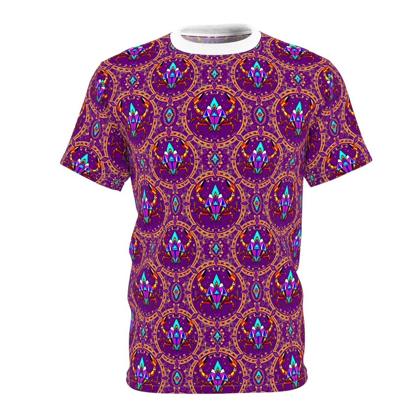 Unisex Cut & Sew T-Shirt, (AOP), Scorpio, Zodiac v1, Jewels Pattern