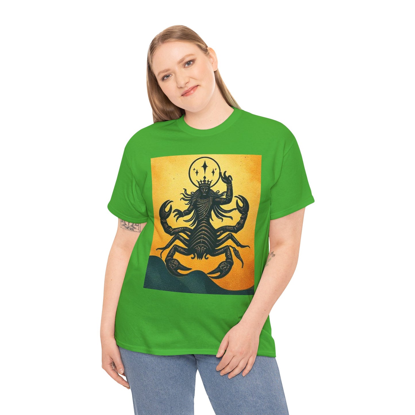 Unisex Heavy Cotton T-Shirt, Scorpion King, Print Art v1, Scorpio Zodiac Design