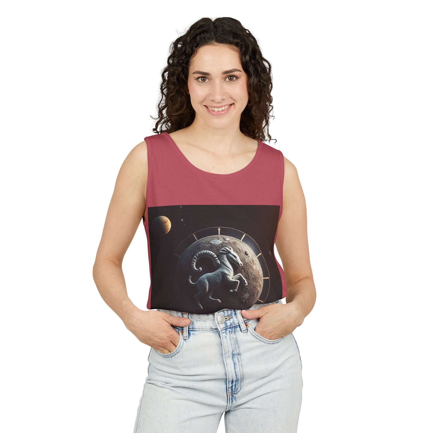 Unisex Garment-Dyed, Tank Top, Aries Design, Planet Animal, 100% Ringspun US cotton