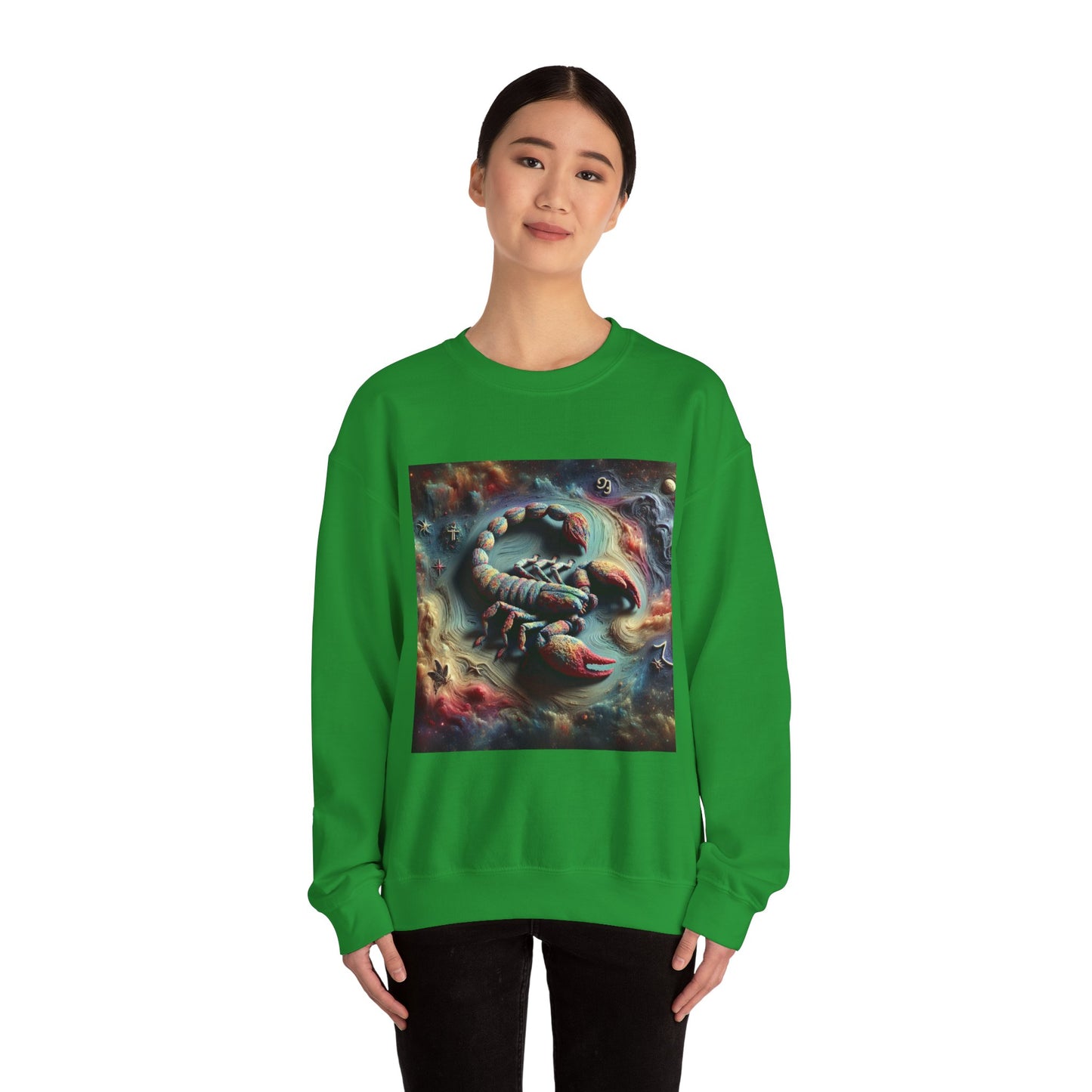 Unisex Heavy Blend™ Crewneck Sweatshirt, Trippy Mist Scorpion, Scorpio Zodiac Design