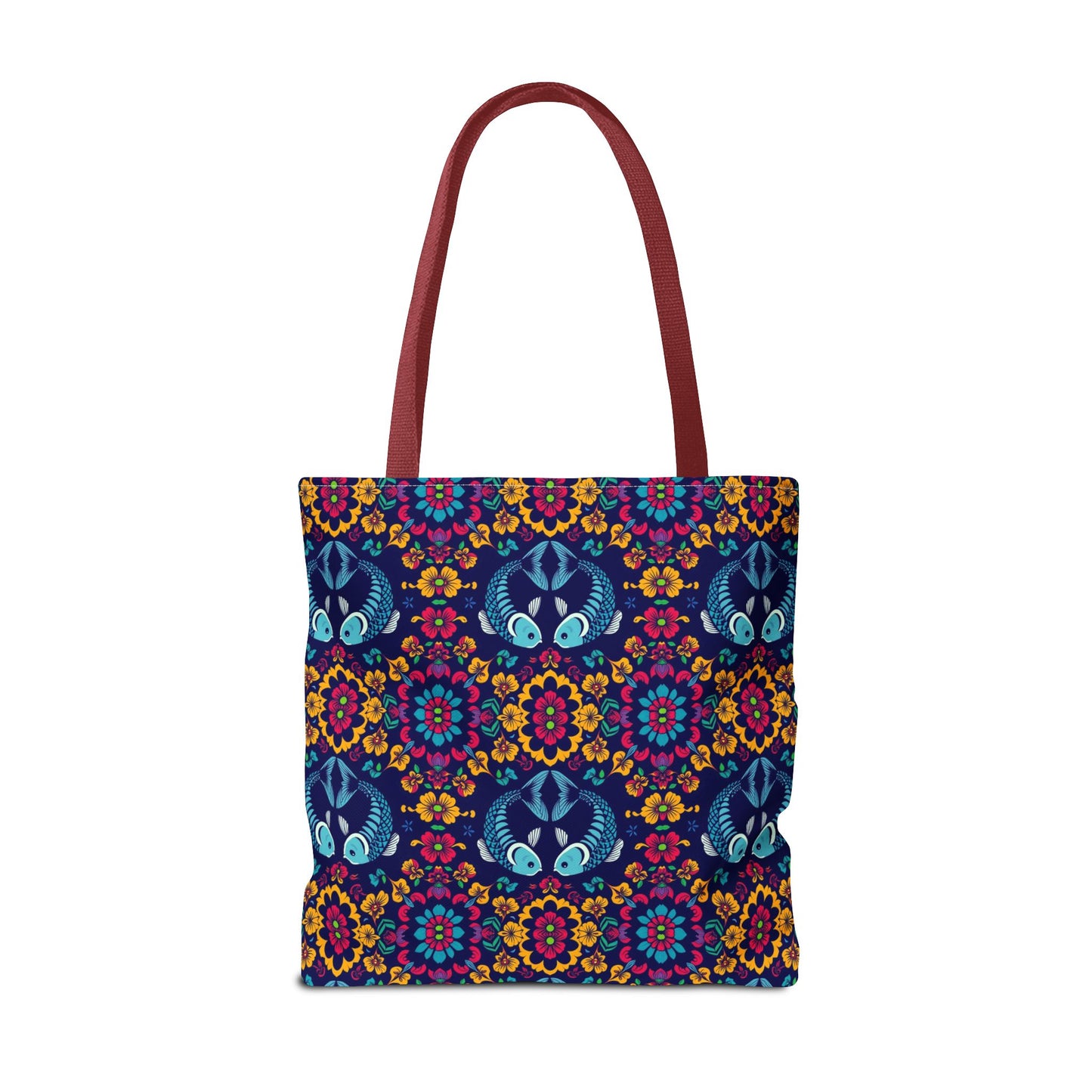 Tote Bag, (AOP), Pisces, Zodiac v3, Flower Pattern