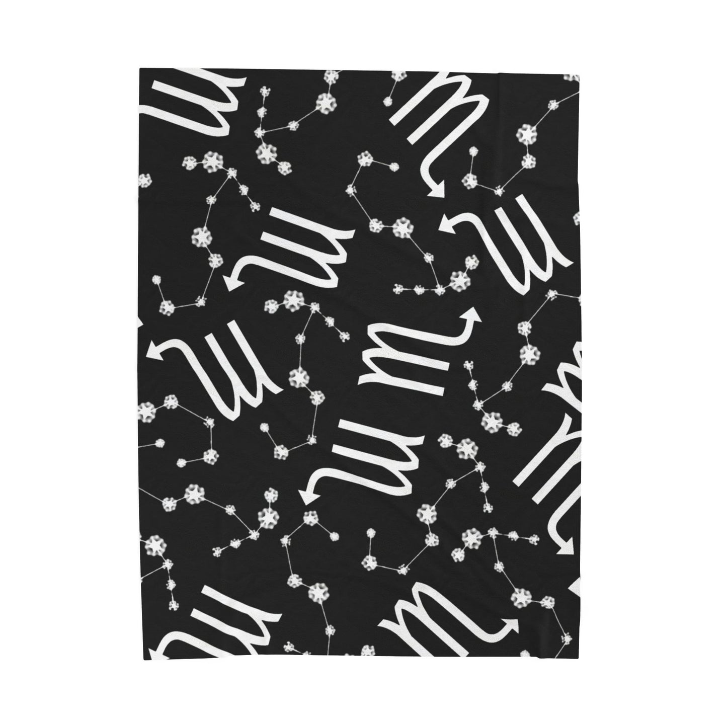 Velveteen Plush Blanket, Scorpio Zodiac Sign, Constellation & Symbol, Black, 100% polyester