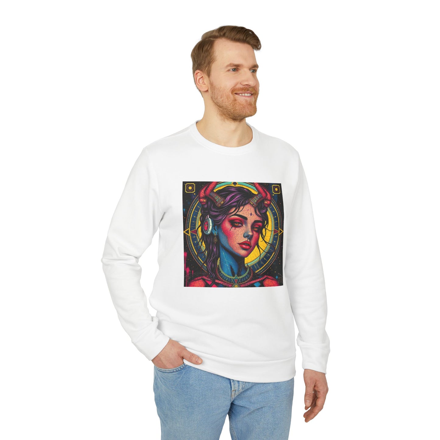 Adidas, Unisex Fleece Crewneck Sweatshirt, Scorpio, Pop Art v1, Zodiac