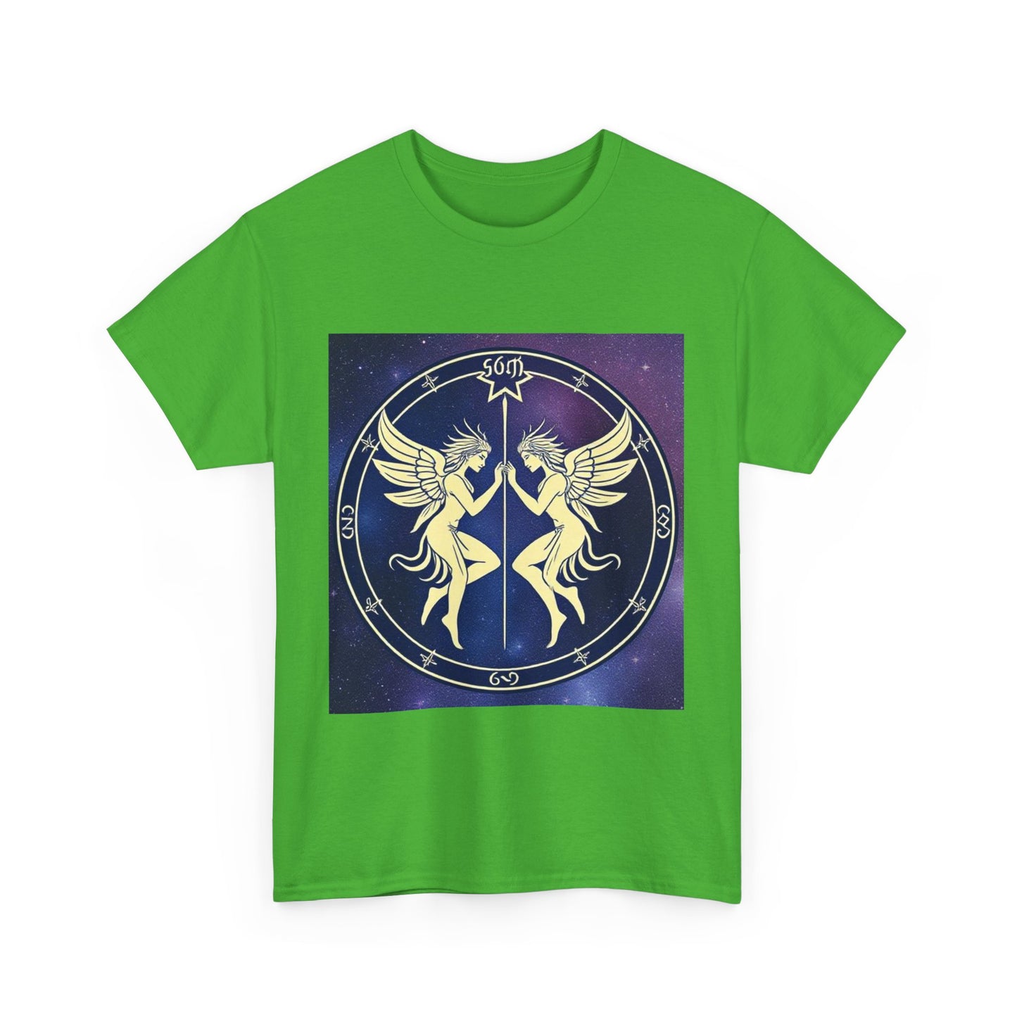Unisex Heavy Cotton T-Shirt, Space Angel Twins v1, Gemini Zodiac Design