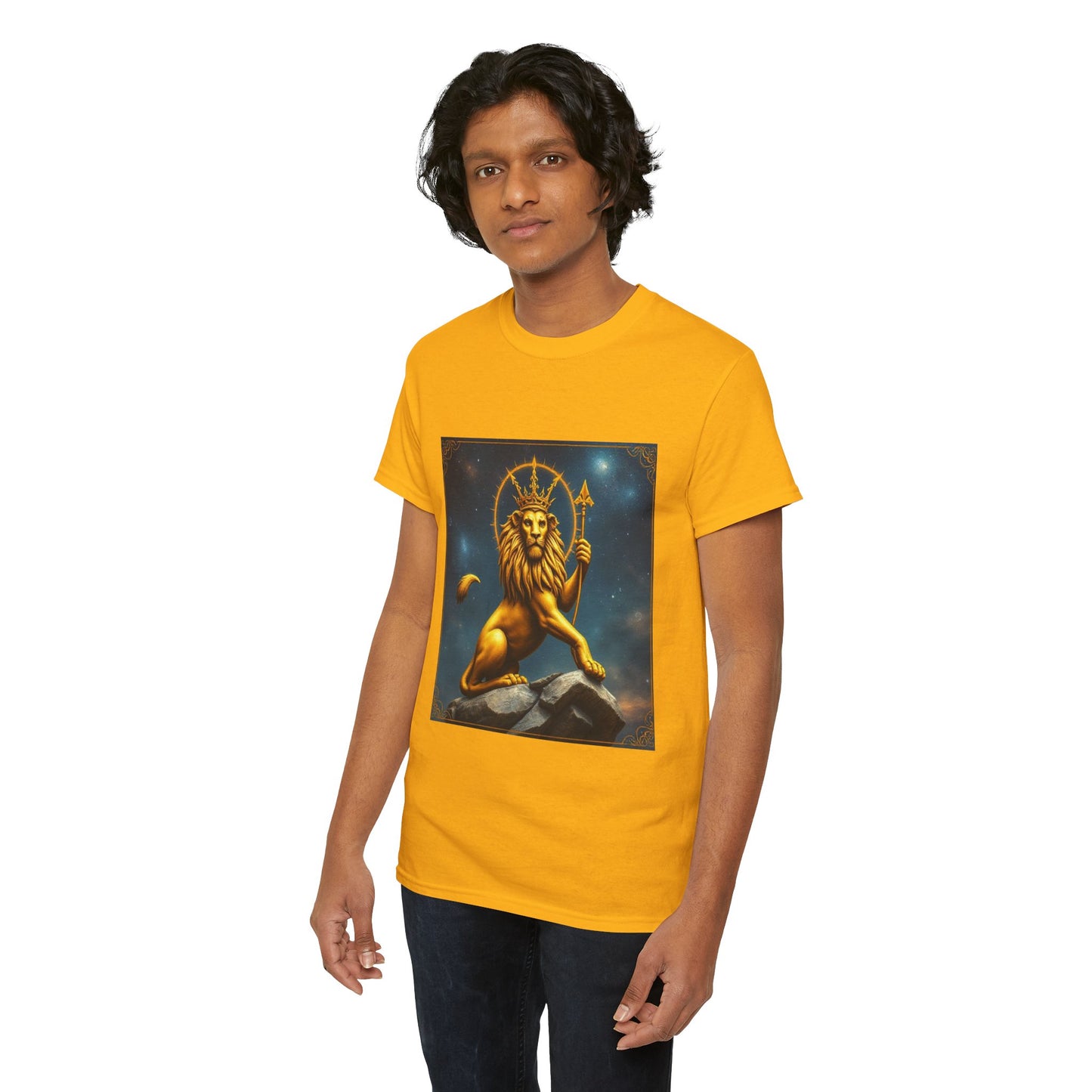 Unisex Heavy Cotton T-Shirt, King of Lions, Leo Zodiac Design