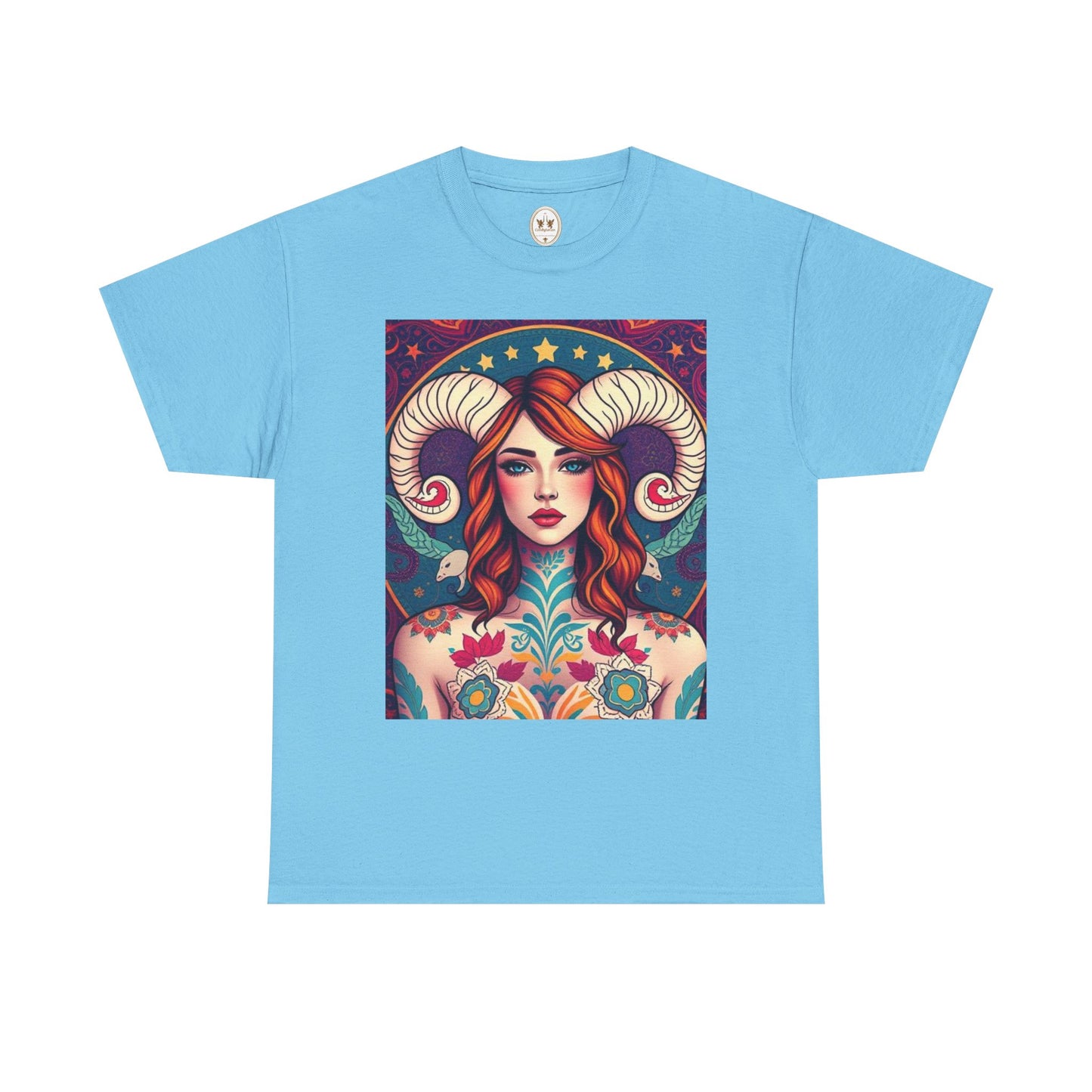 Unisex Heavy Cotton T-Shirt, Aries, Zodiac v1, Sexy Art