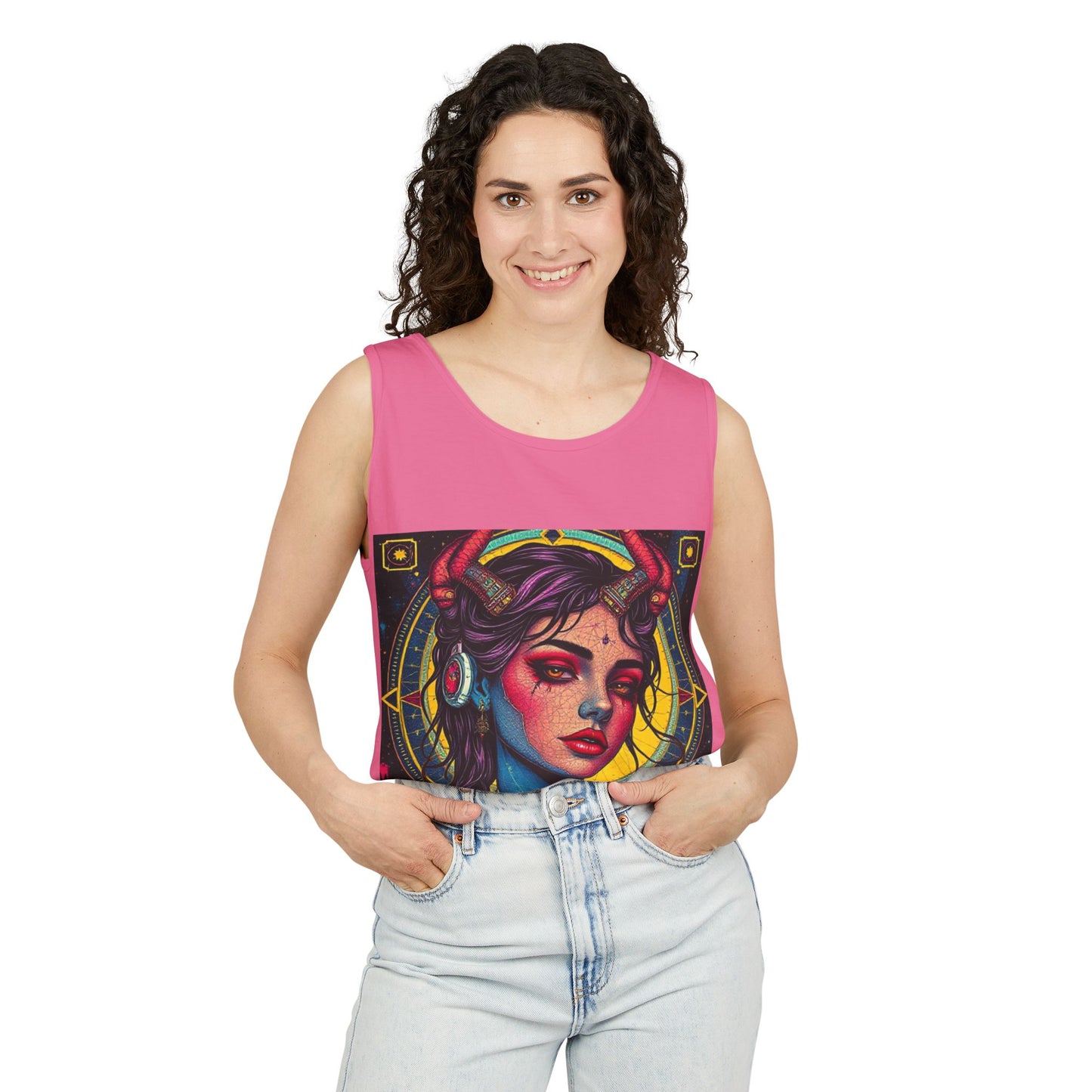 Unisex Garment-Dyed, Tank Top, Scorpio Design, Pop Art, 100% US cotton
