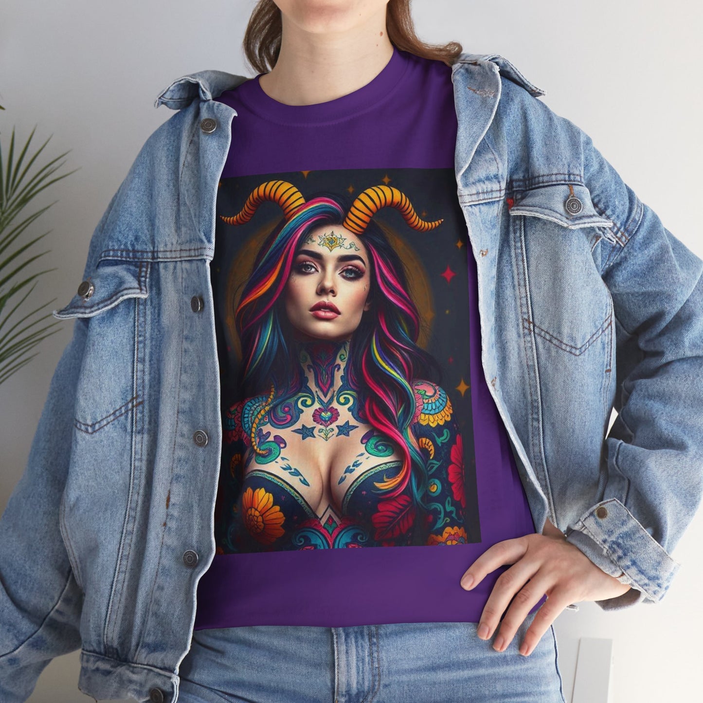 Unisex Heavy Cotton T-Shirt, Capricorn, Zodiac, Sexy Art