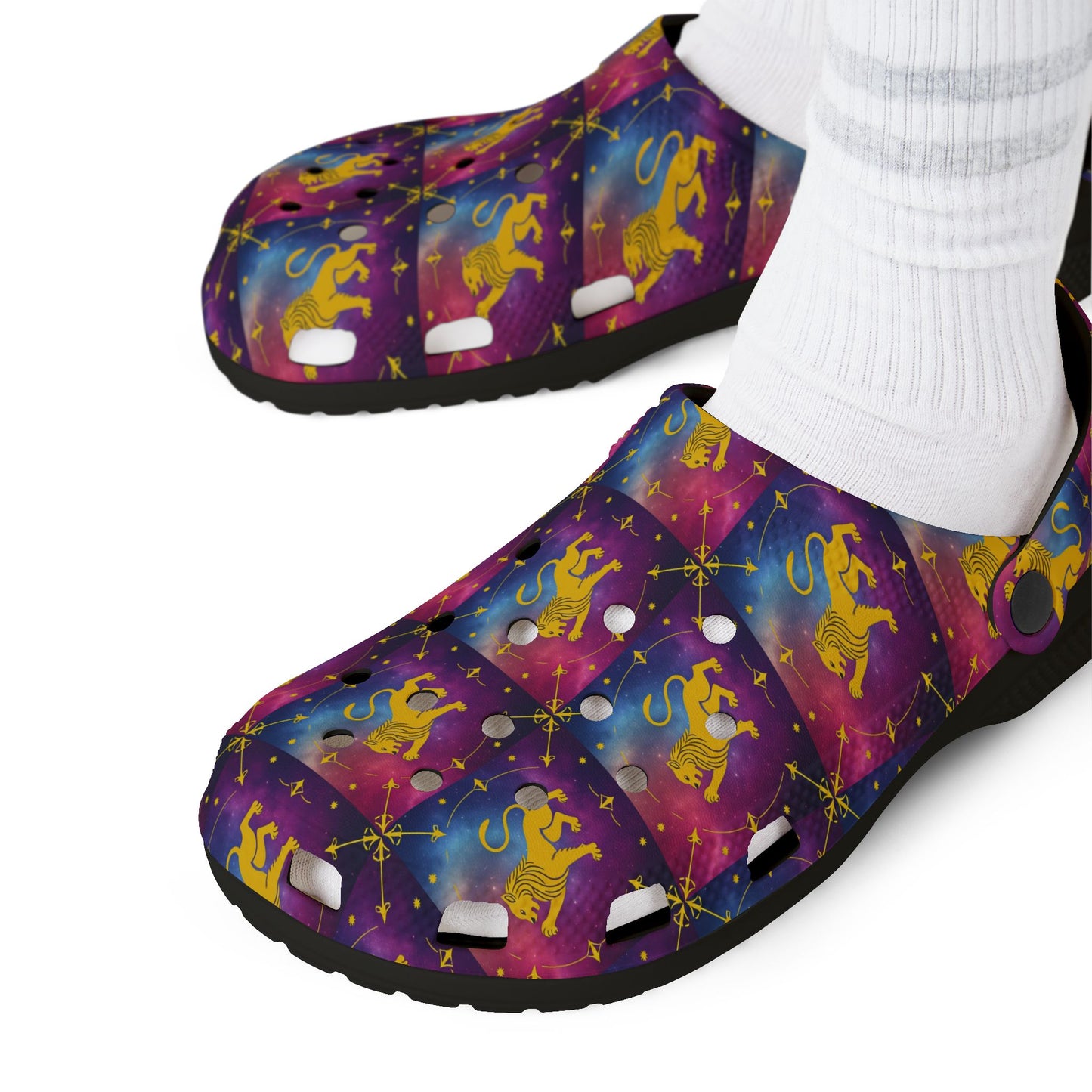 EVA Foam Rubber Shoes, (AOP), Leo, Zodiac v4, Pattern