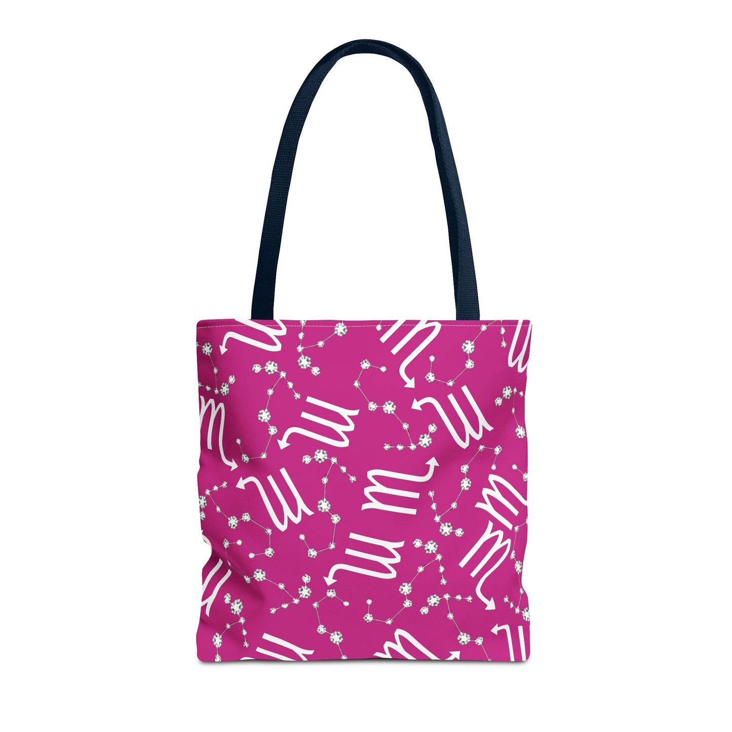 Tote Bag, Scorpio Zodiac Sign, AOP, (Pink, White)