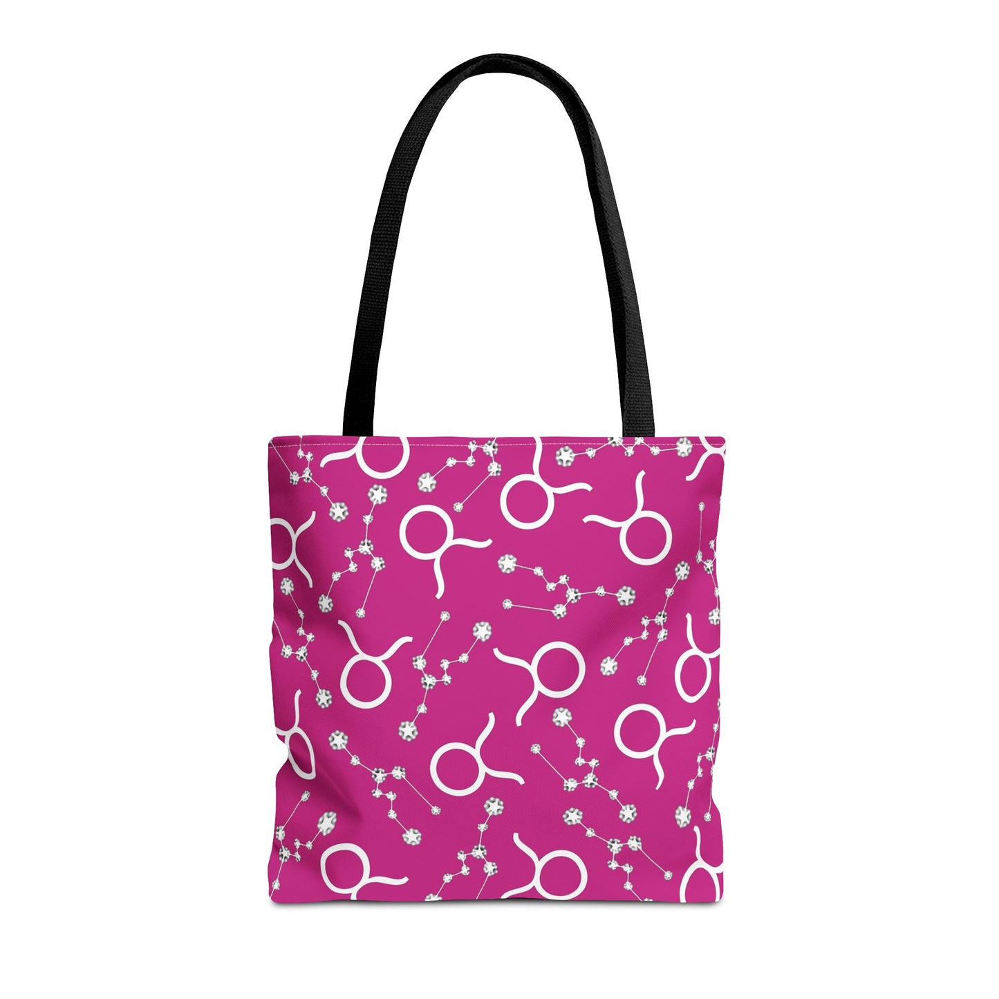 Tote Bag, Taurus Zodiac Sign, AOP, (Pink, White)