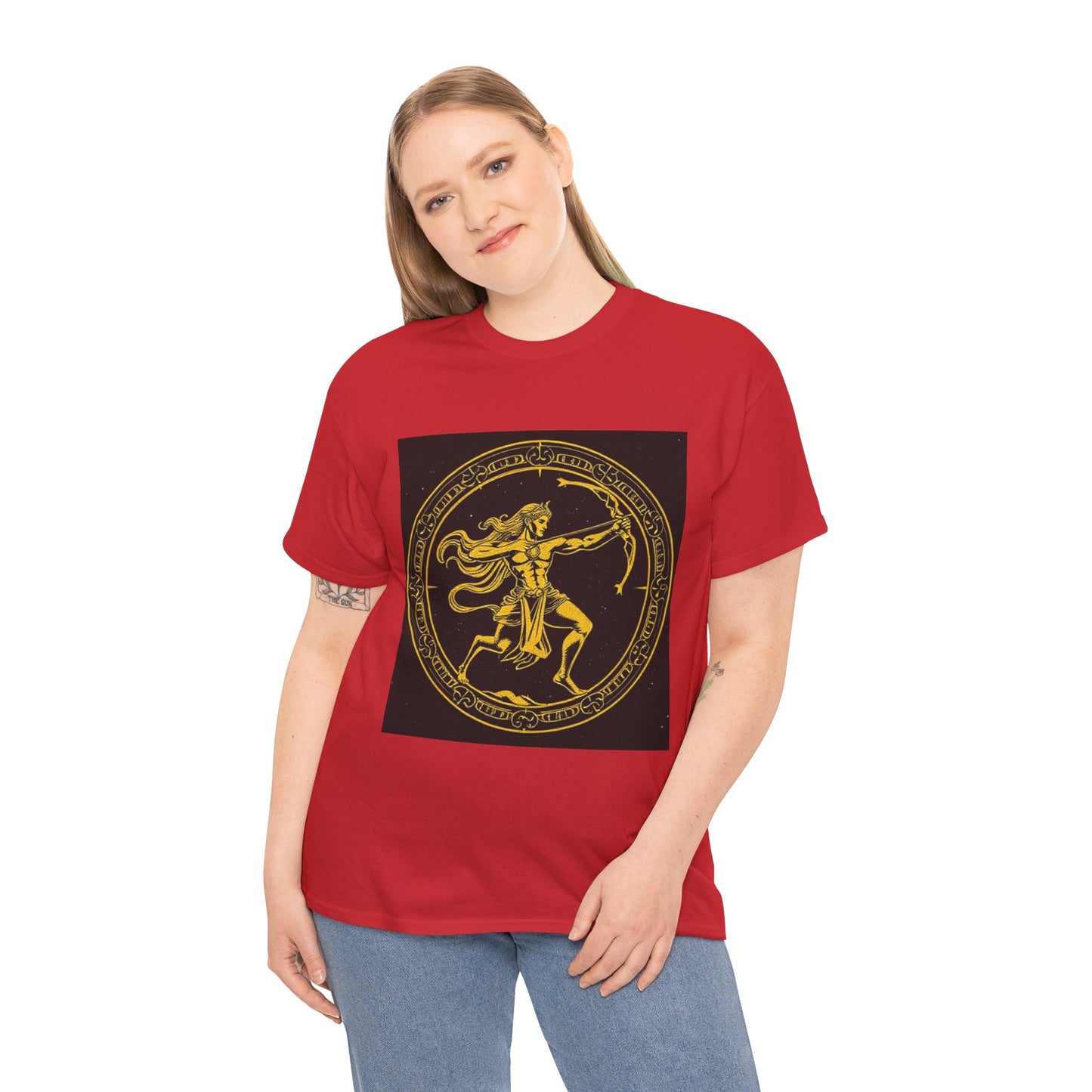 Unisex Heavy Cotton T-Shirt, Mythical Faun/Satyr, Sagittarius Zodiac Design
