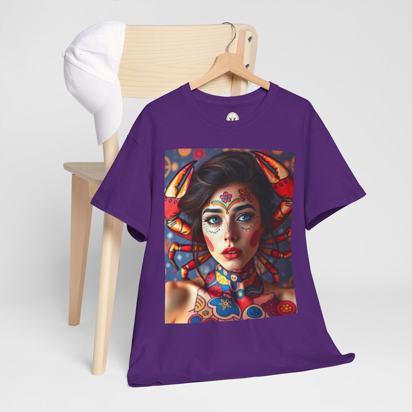 Unisex Heavy Cotton T-Shirt, Cancer, Zodiac v1, Sexy Art