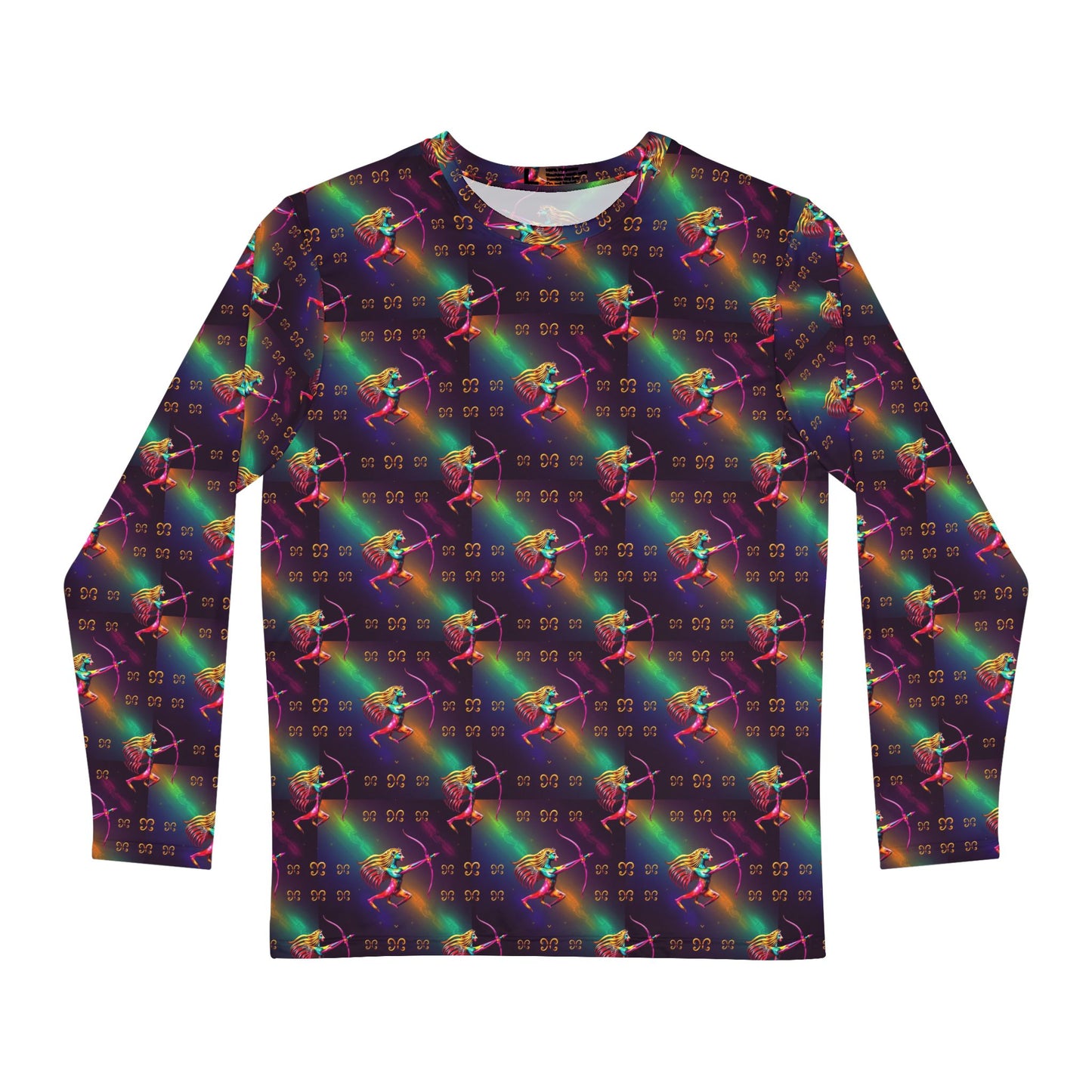 Men's Long Sleeve Shirt, (AOP), Sagittarius, Zodiac v1, Pattern