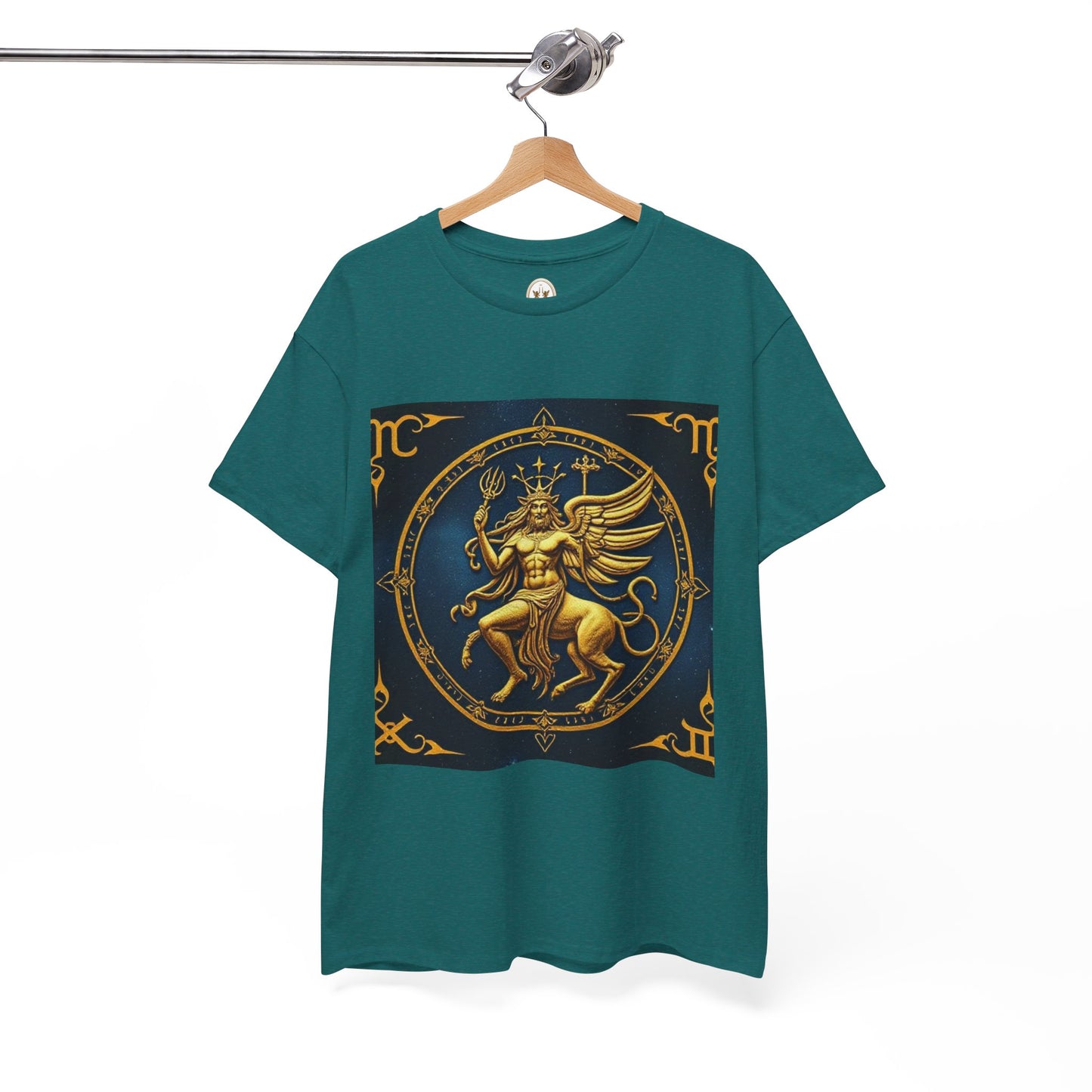 Unisex Heavy Cotton T-Shirt, Gold Angel, Symbol, Virgo Zodiac Design